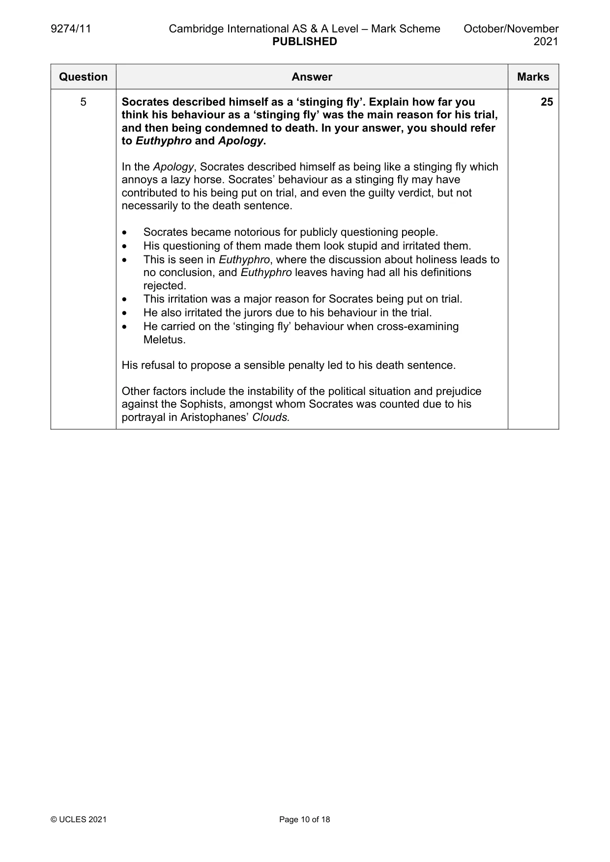 Mark scheme, page 10 of 18