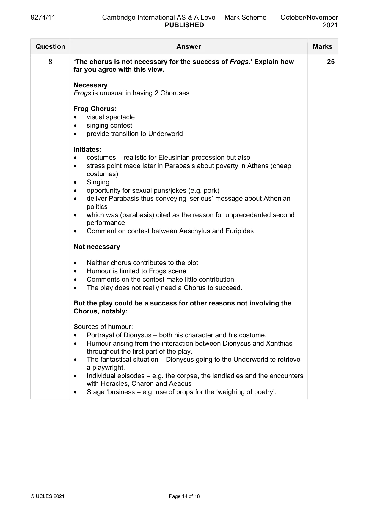 Mark scheme, page 14 of 18