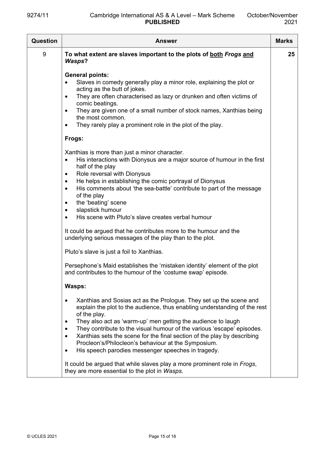 Mark scheme, page 15 of 18