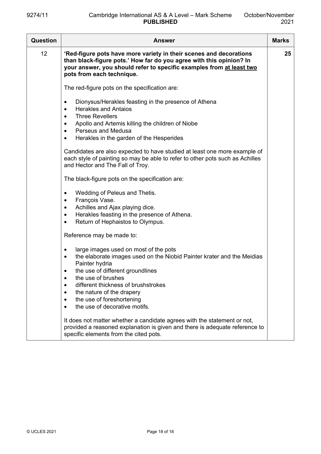 Mark scheme, page 18 of 18