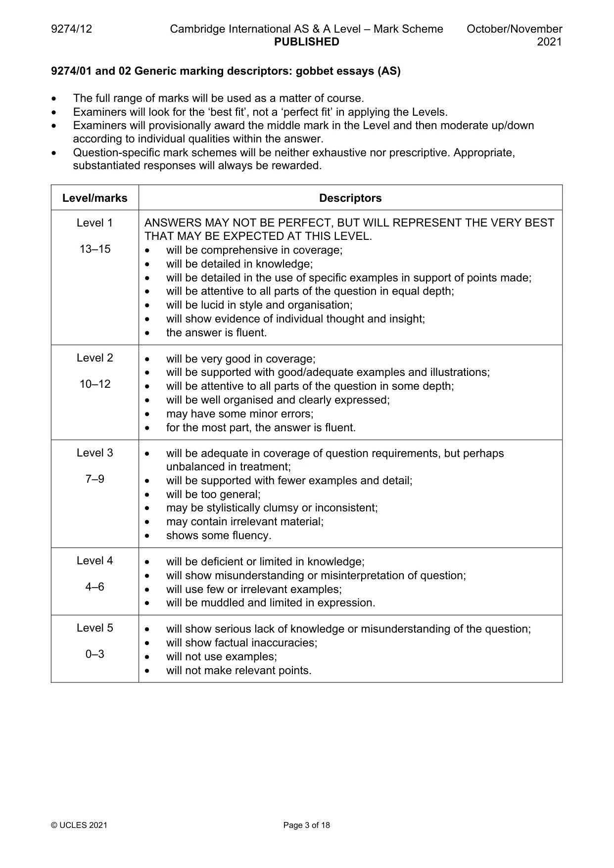 Mark scheme, page 3 of 18