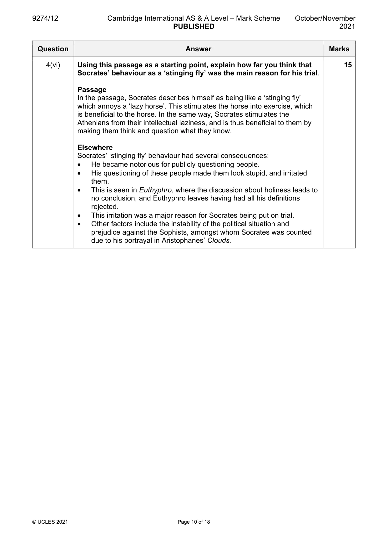Mark scheme, page 10 of 18