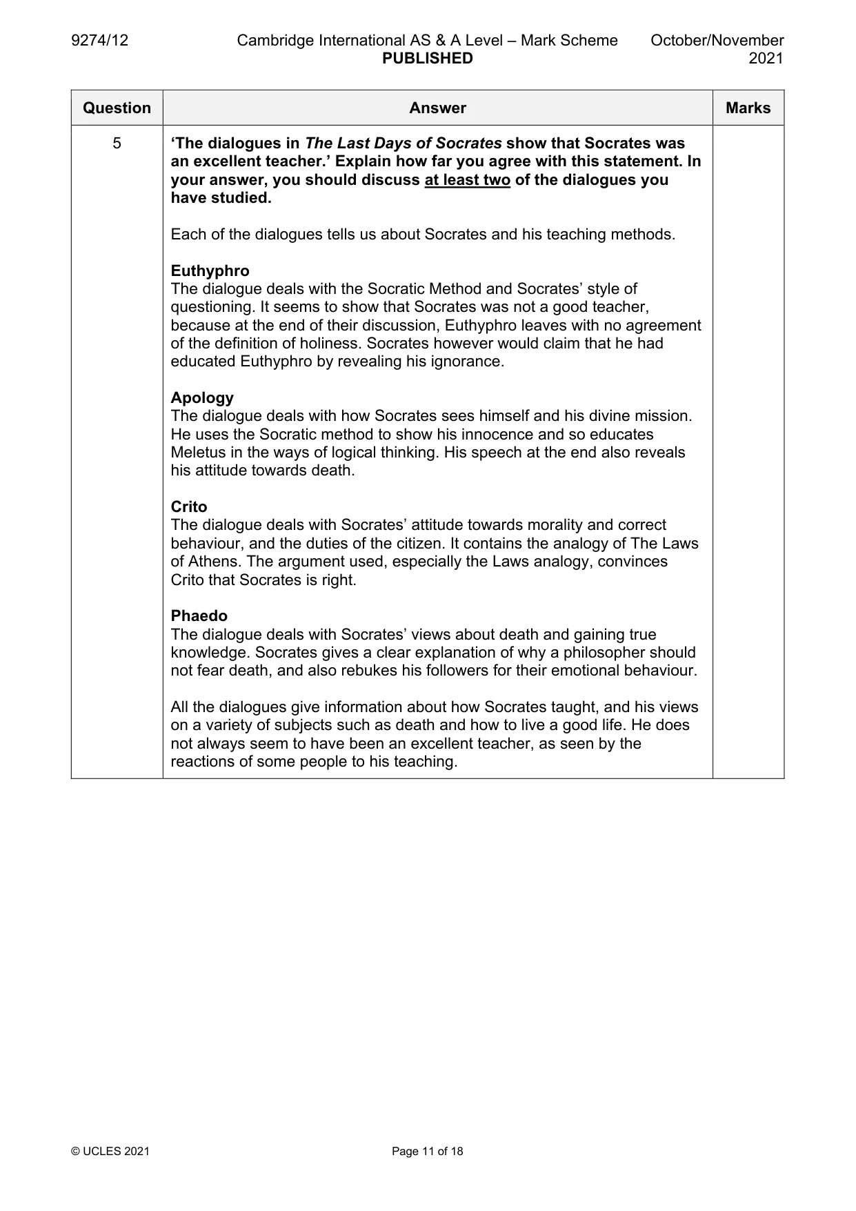 Mark scheme, page 11 of 18