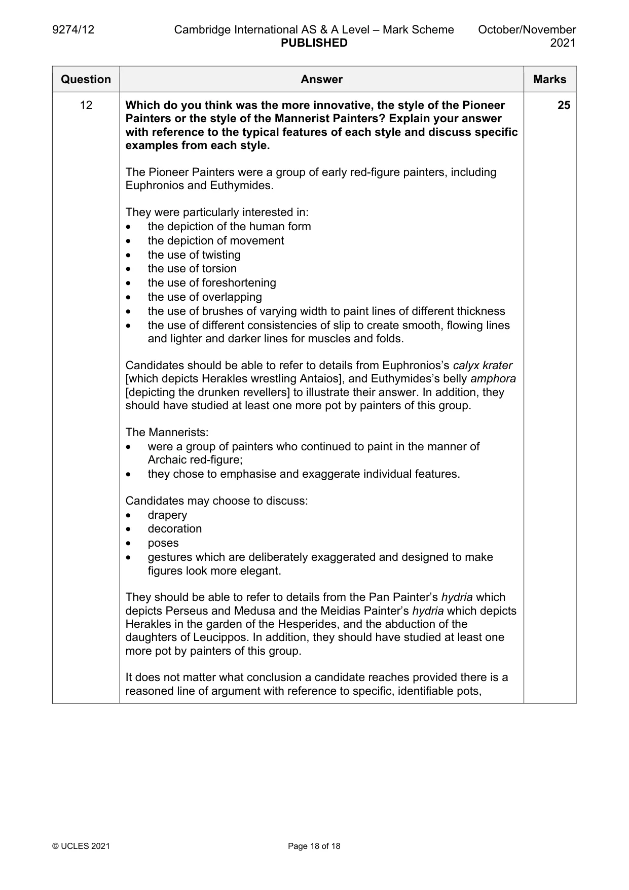 Mark scheme, page 18 of 18