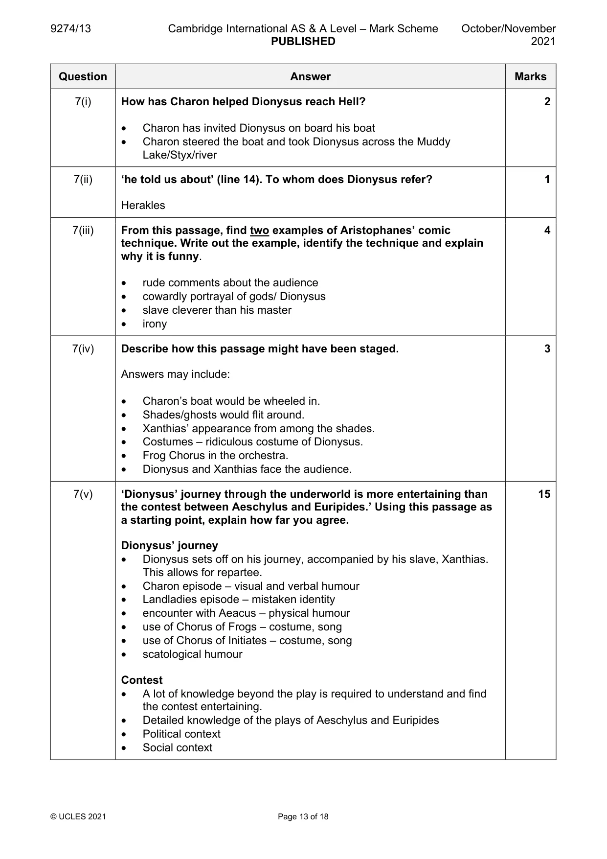 Mark scheme, page 13 of 18
