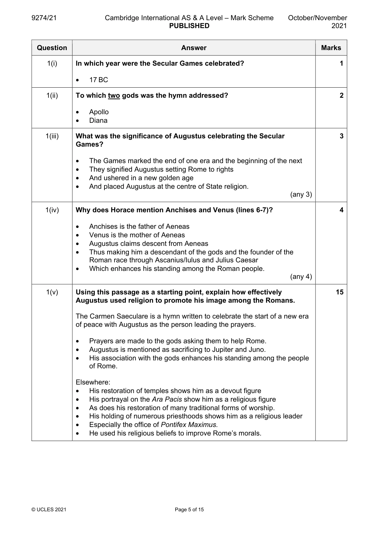 Mark scheme, page 5 of 15