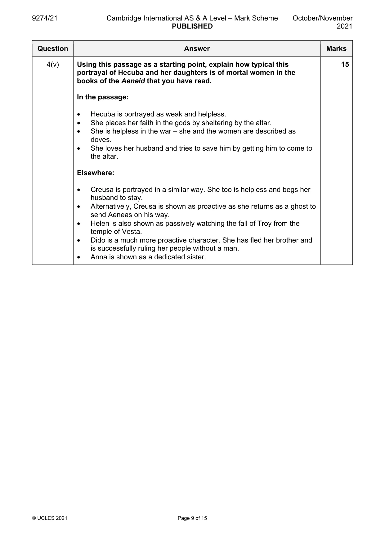 Mark scheme, page 9 of 15