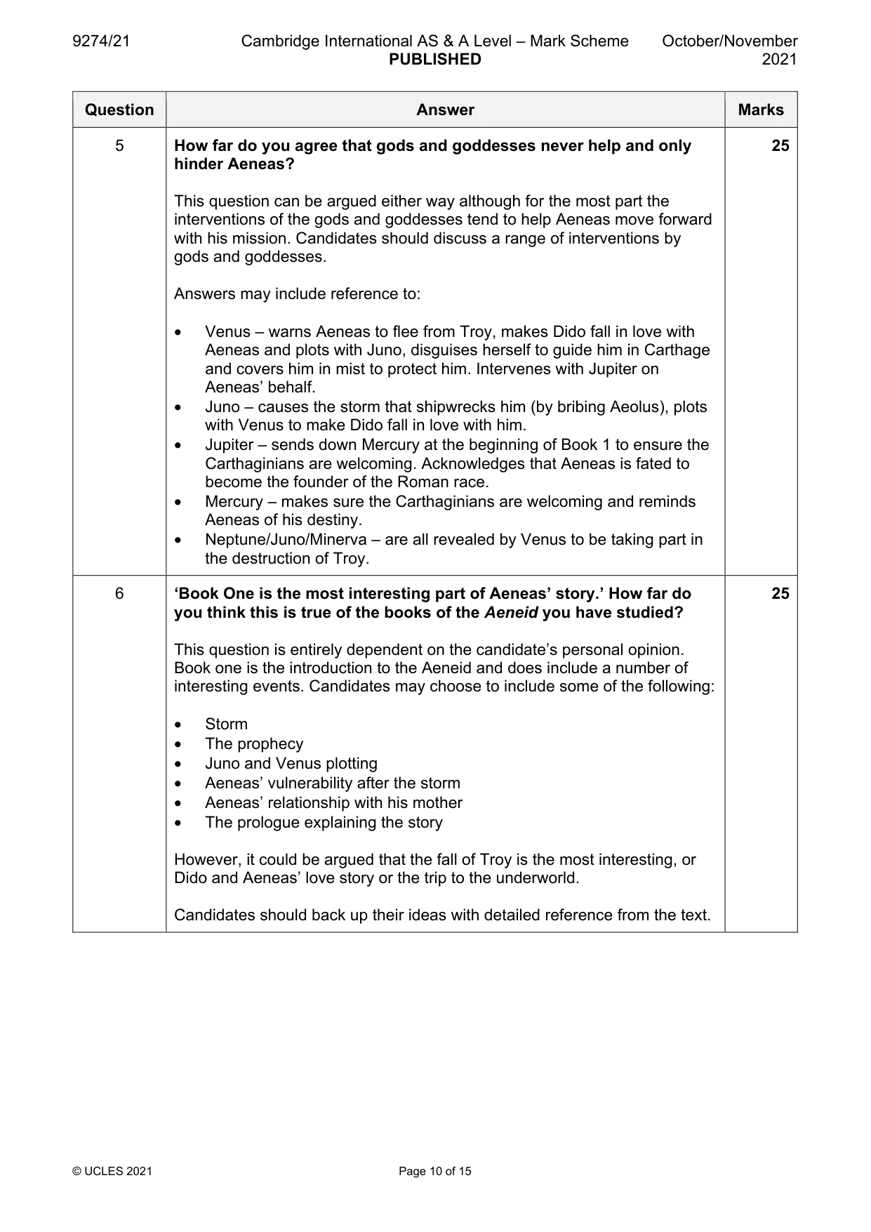 Mark scheme, page 10 of 15