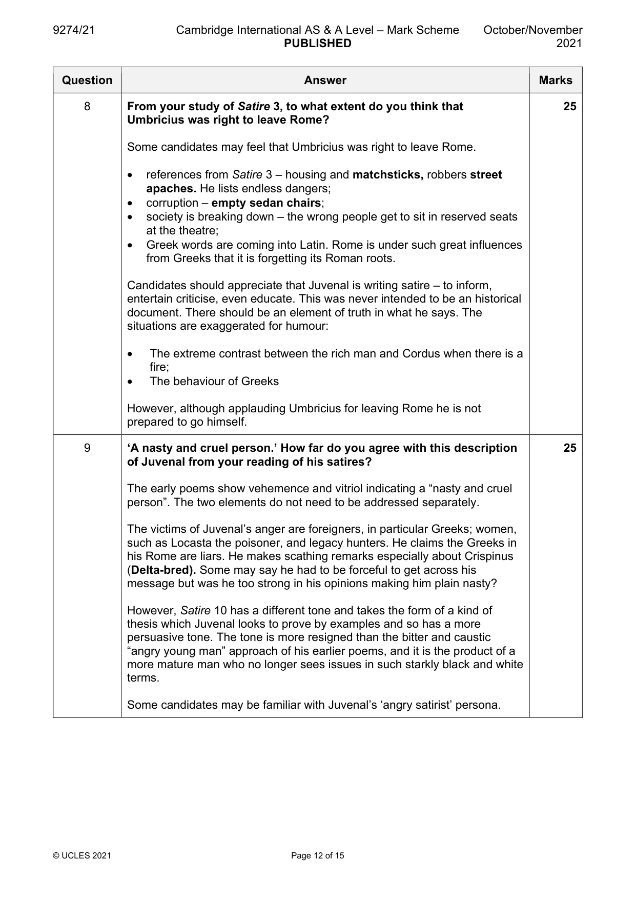 Mark scheme, page 12 of 15