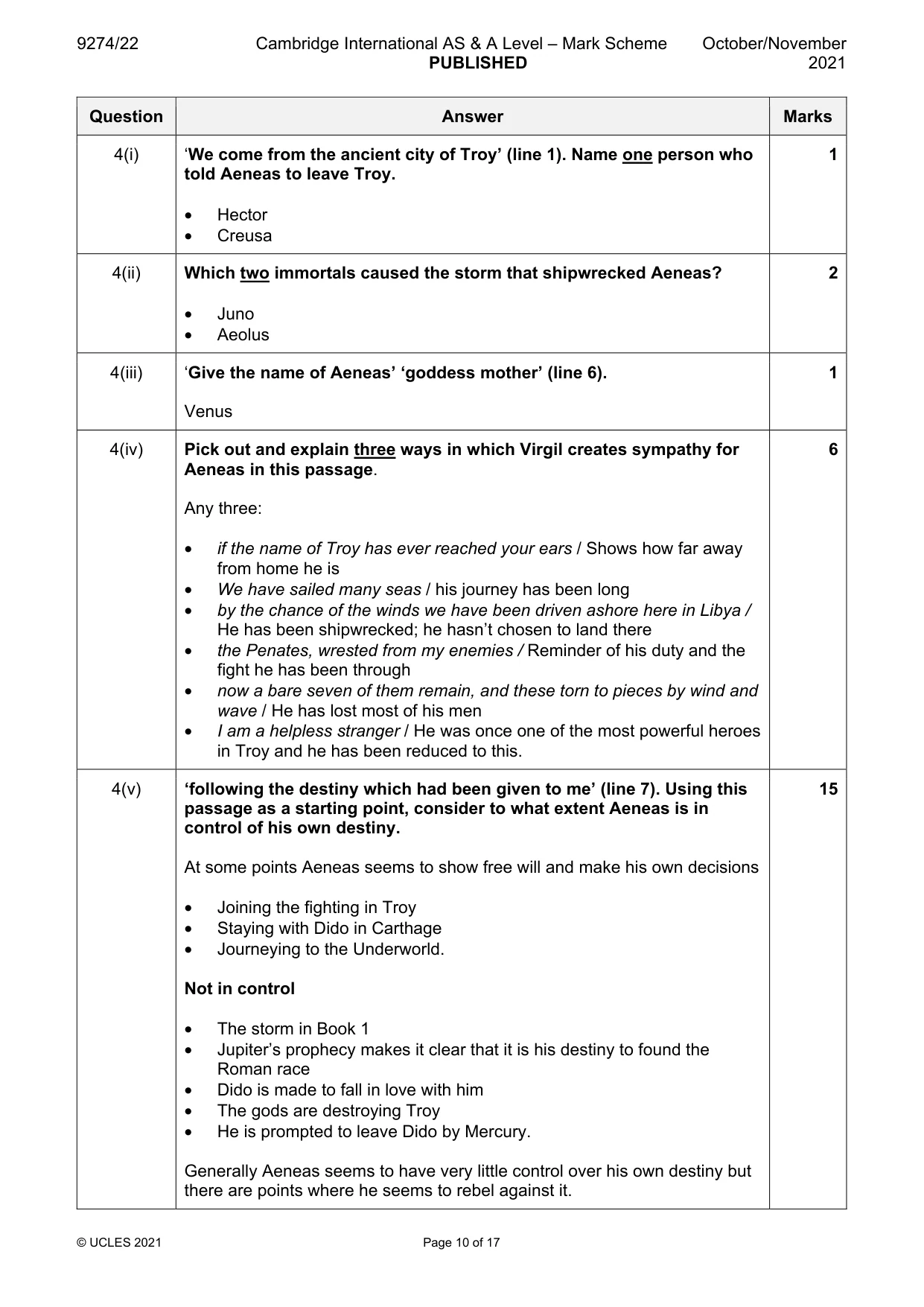 Mark scheme, page 10 of 17