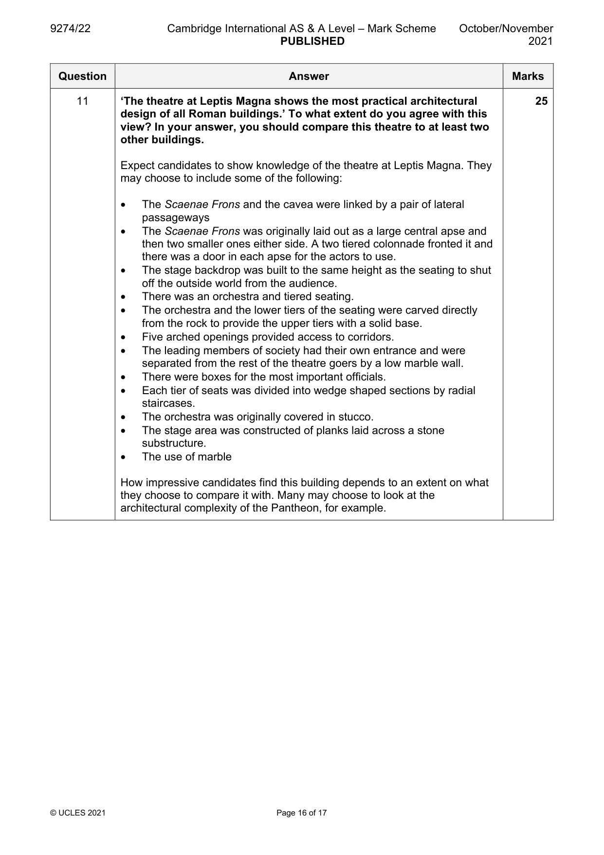 Mark scheme, page 16 of 17