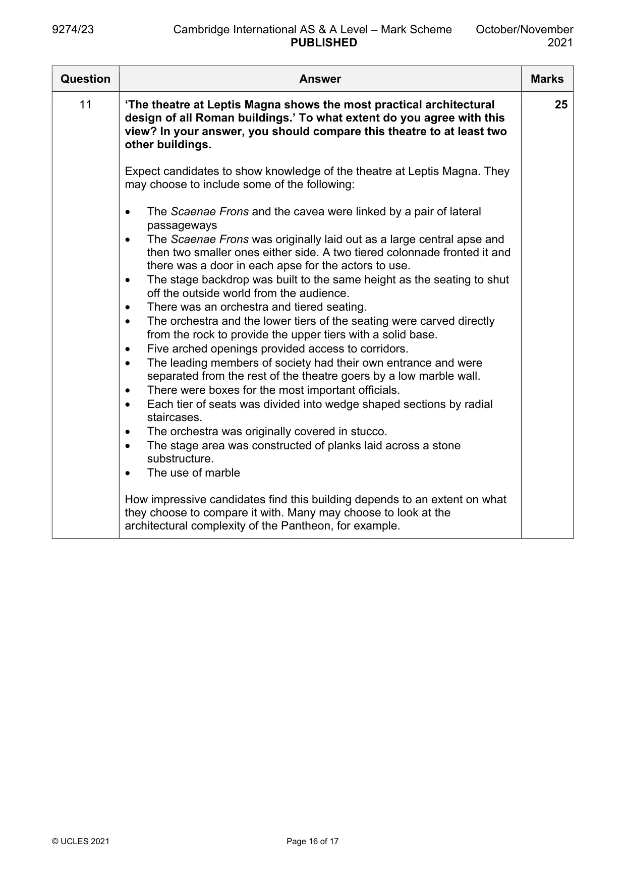 Mark scheme, page 16 of 17