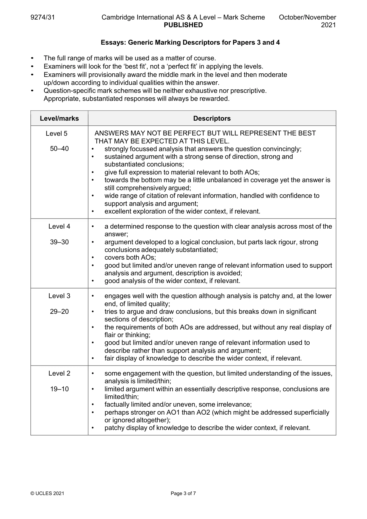 Mark scheme, page 3 of 7