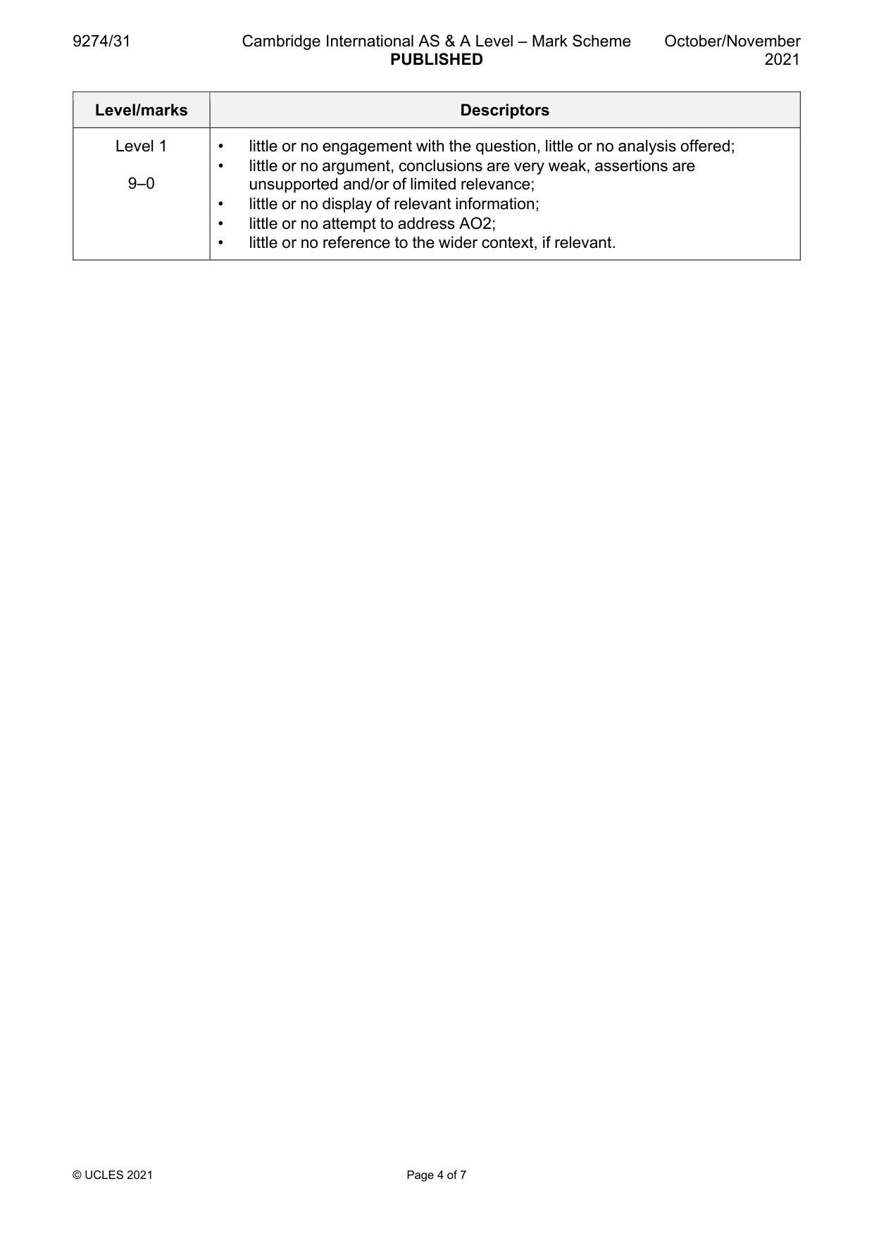 Mark scheme, page 4 of 7