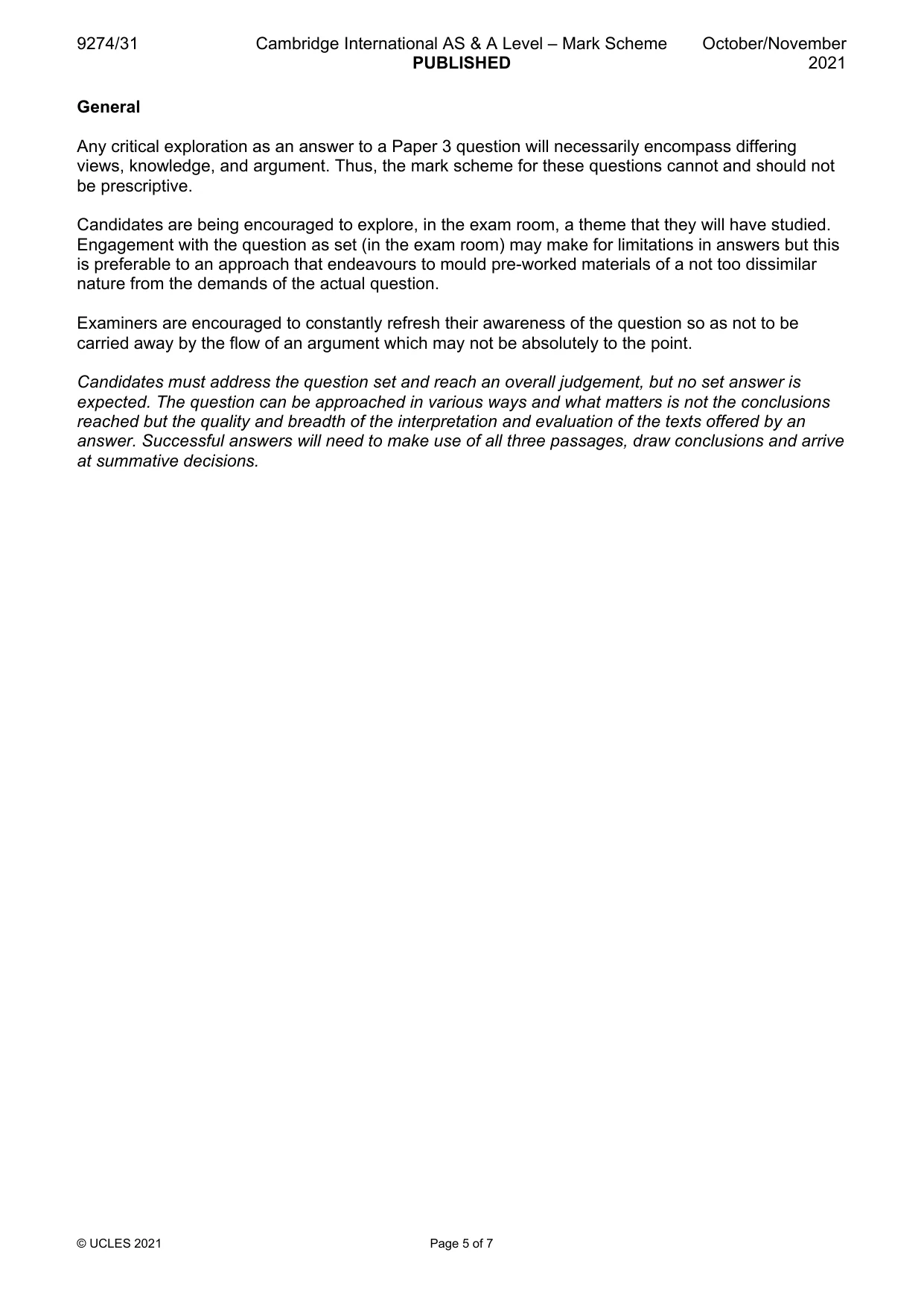Mark scheme, page 5 of 7