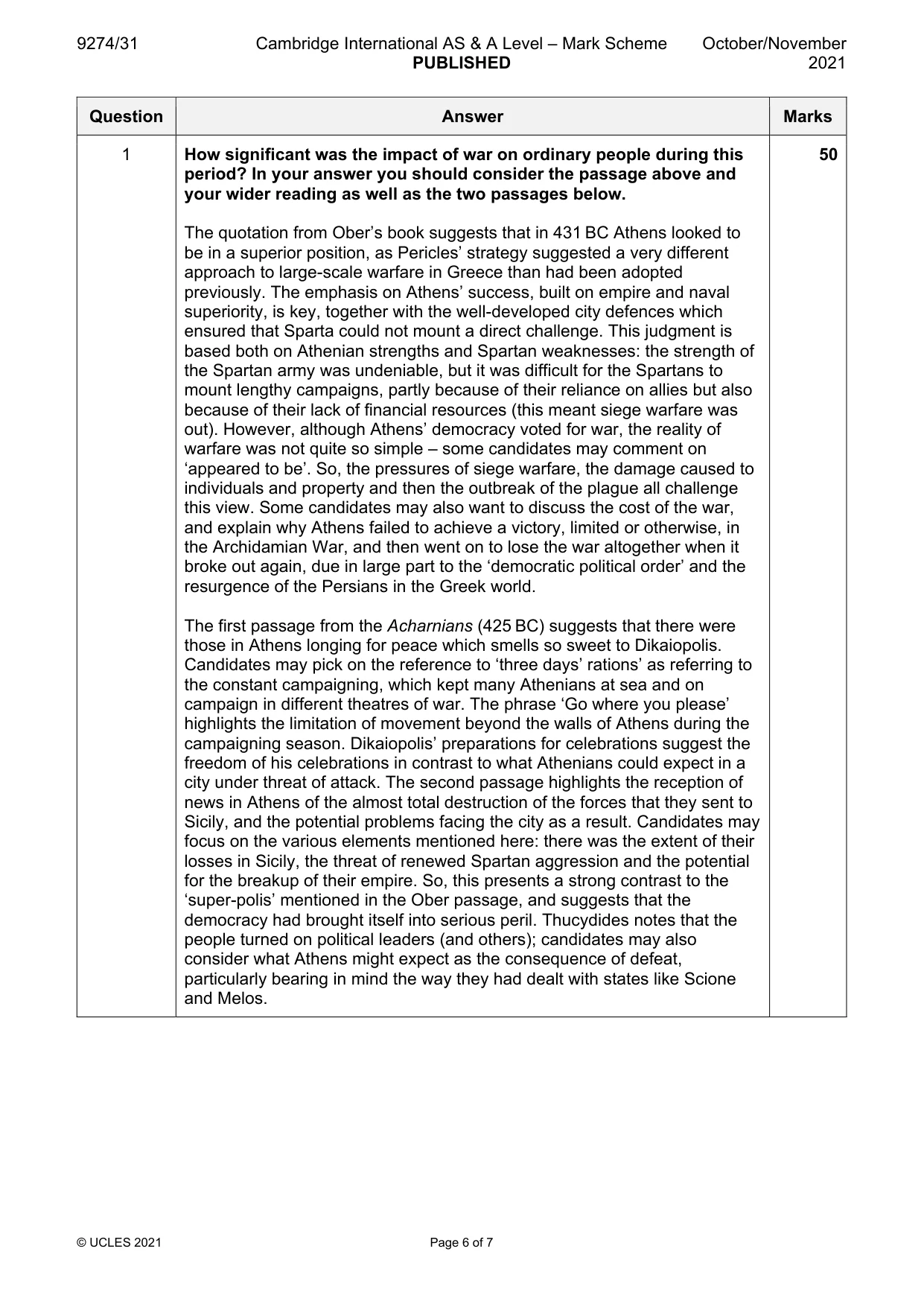 Mark scheme, page 6 of 7