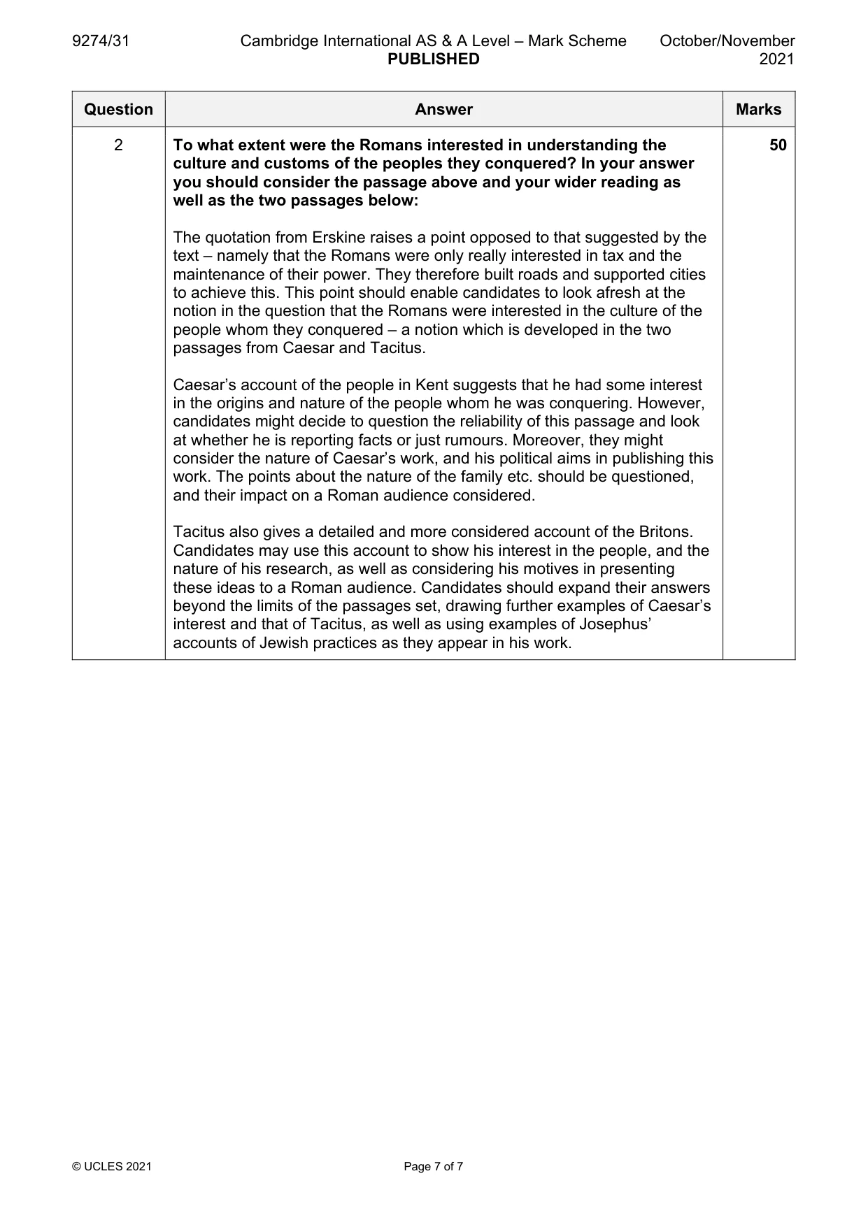 Mark scheme, page 7 of 7