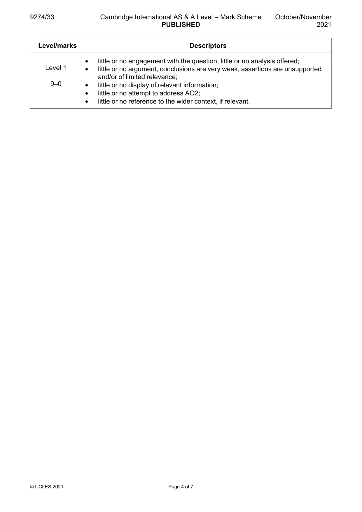 Mark scheme, page 4 of 7