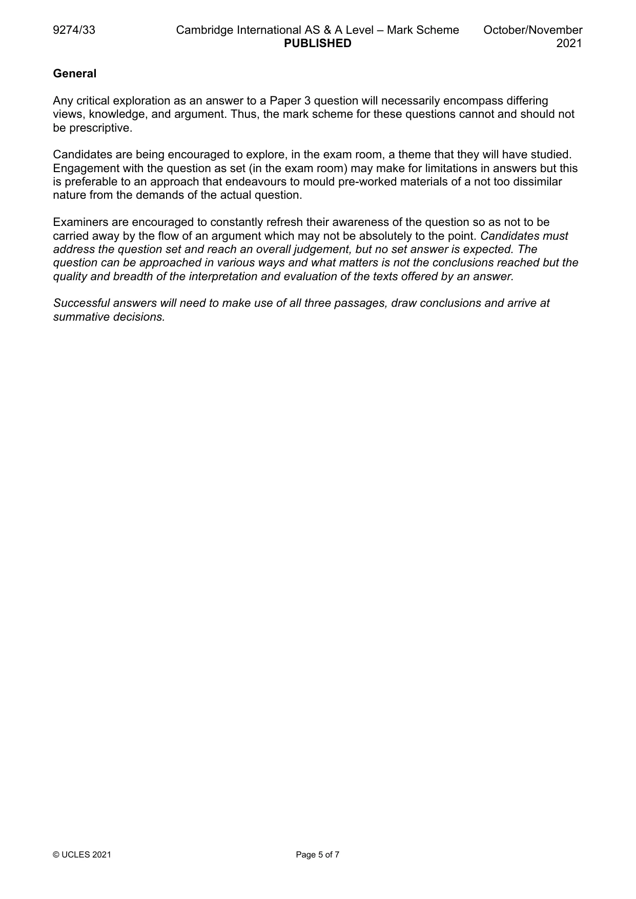 Mark scheme, page 5 of 7