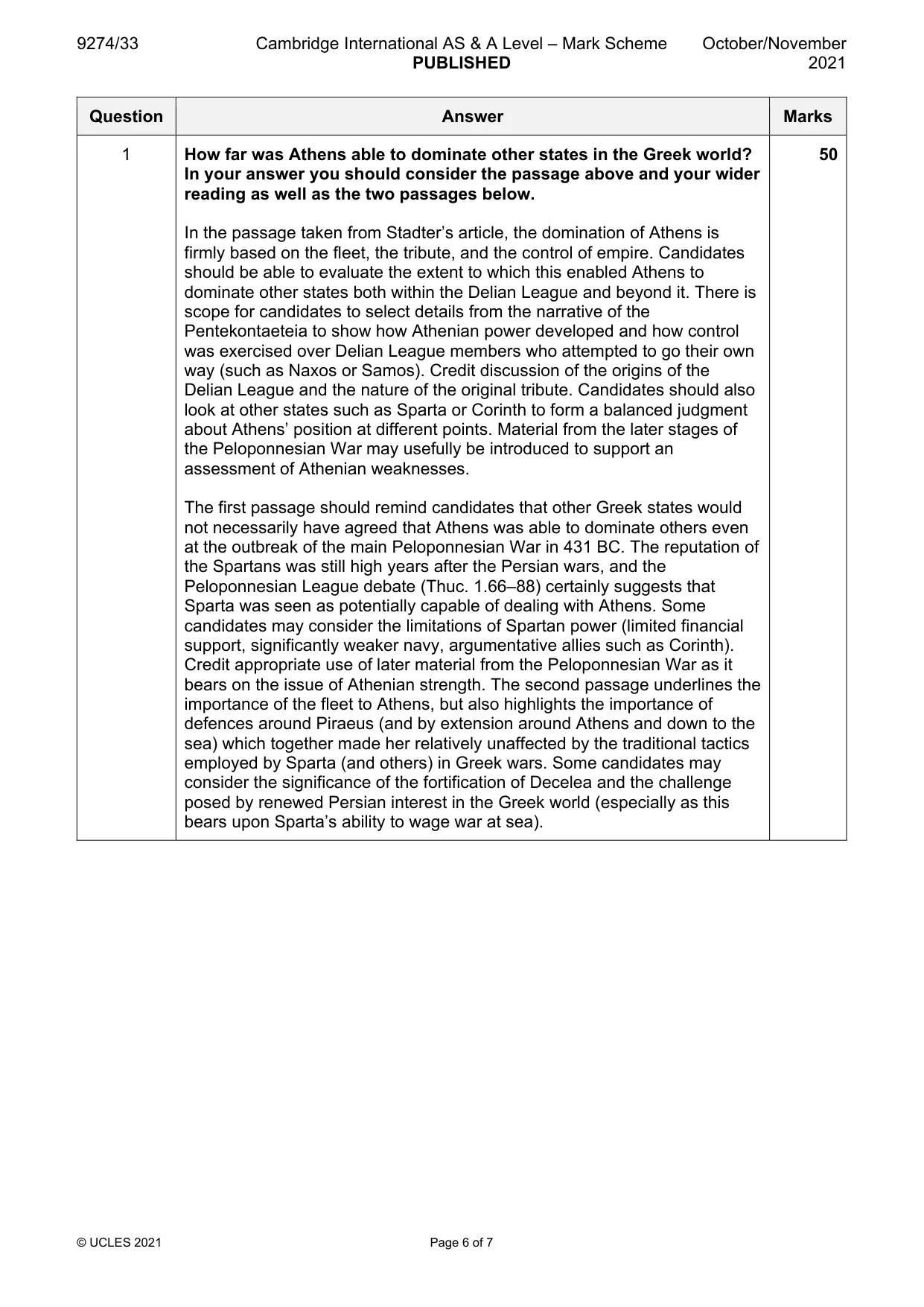 Mark scheme, page 6 of 7