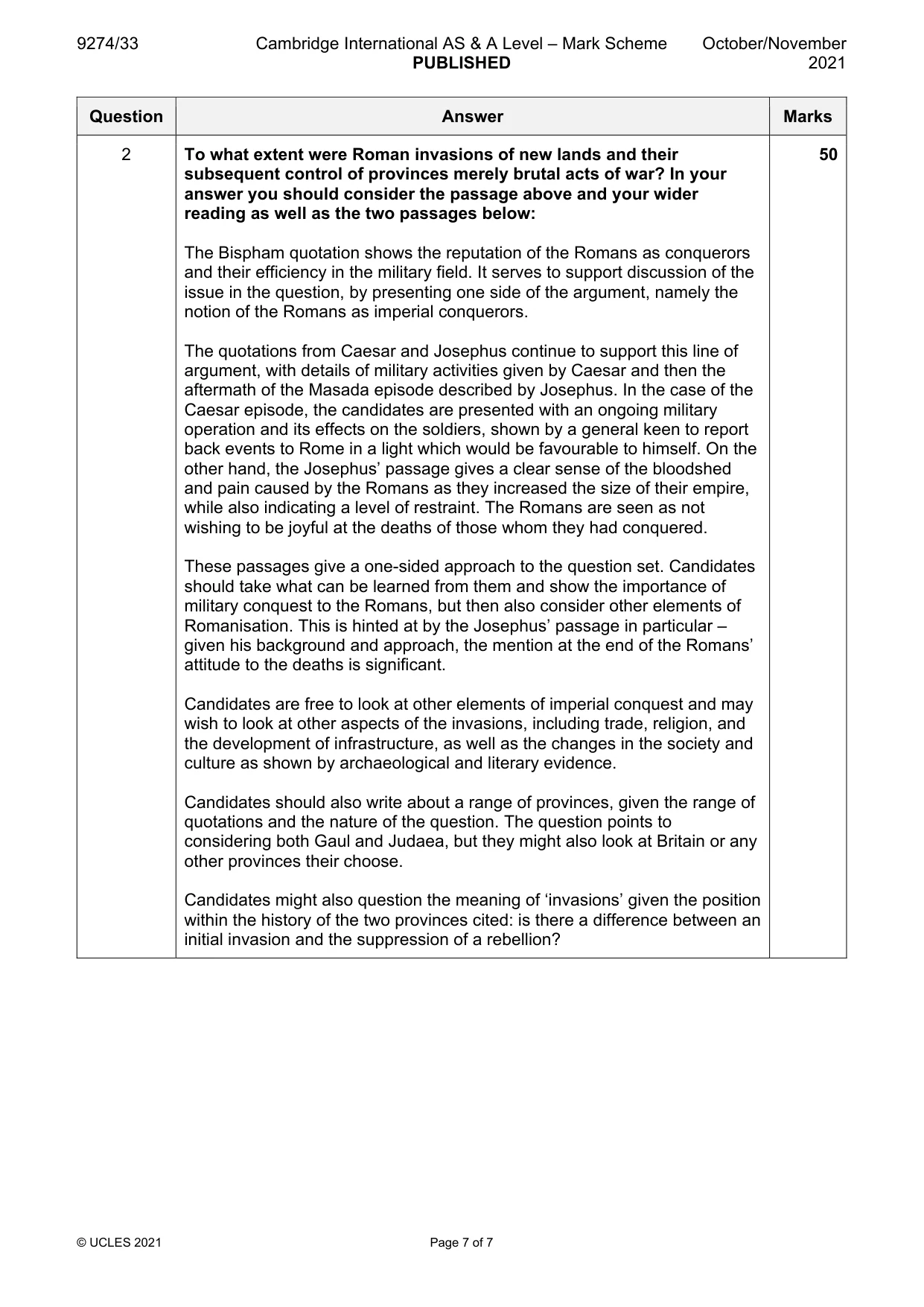 Mark scheme, page 7 of 7