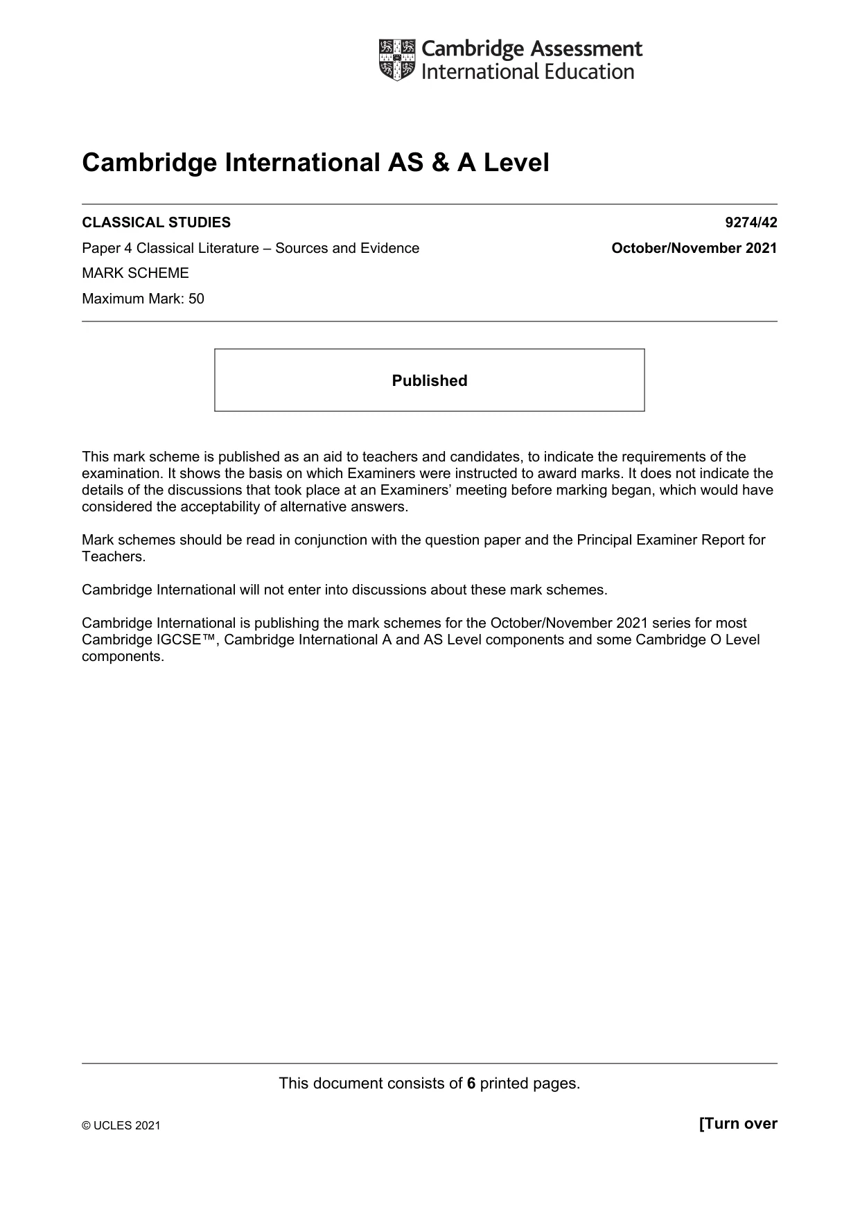 Mark scheme, page 1 of 6