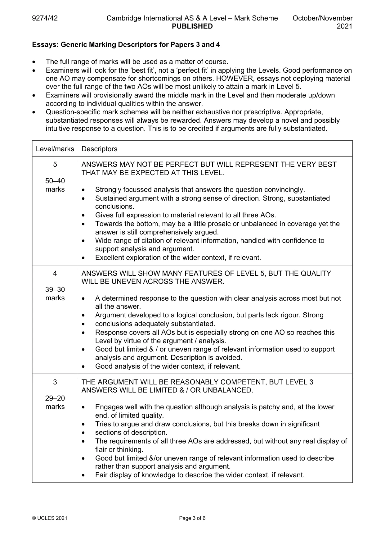 Mark scheme, page 3 of 6