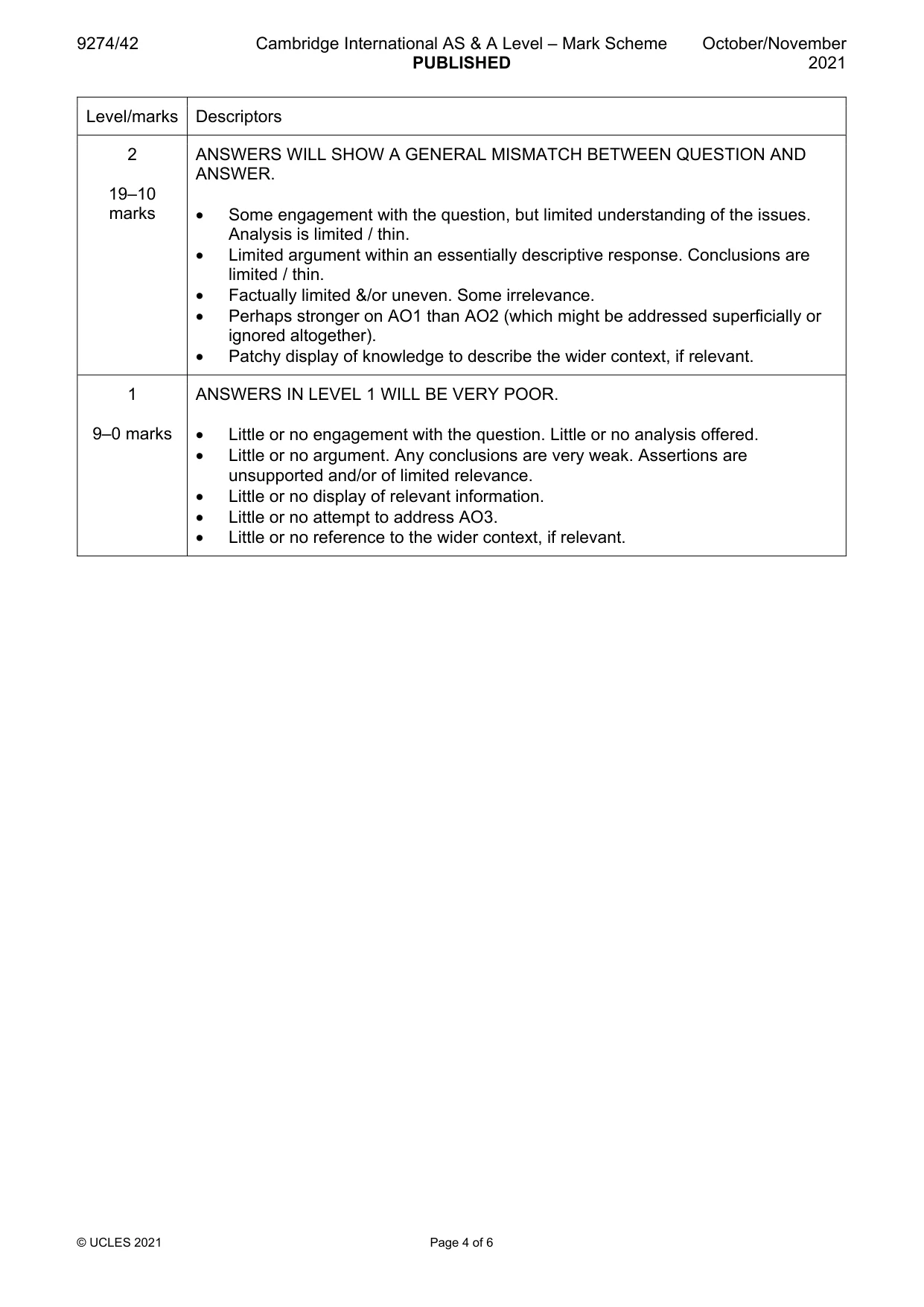 Mark scheme, page 4 of 6