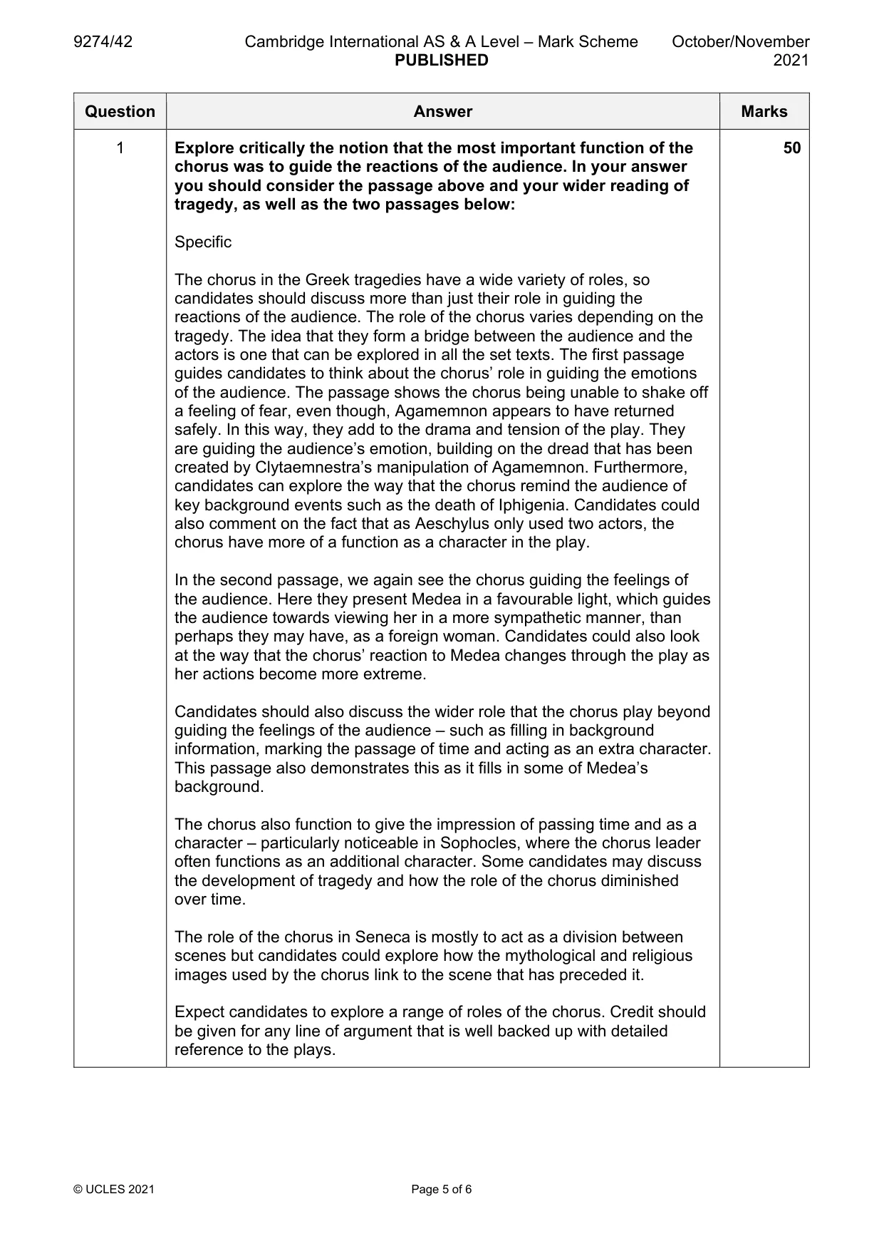 Mark scheme, page 5 of 6