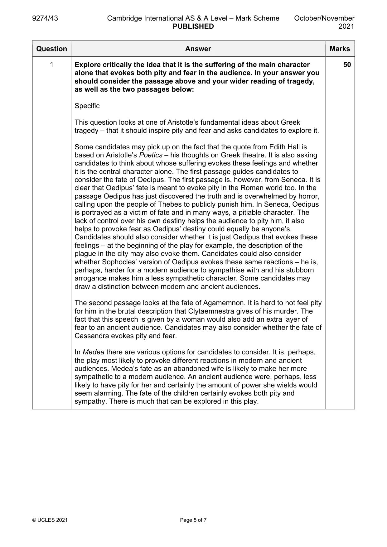 Mark scheme, page 5 of 7