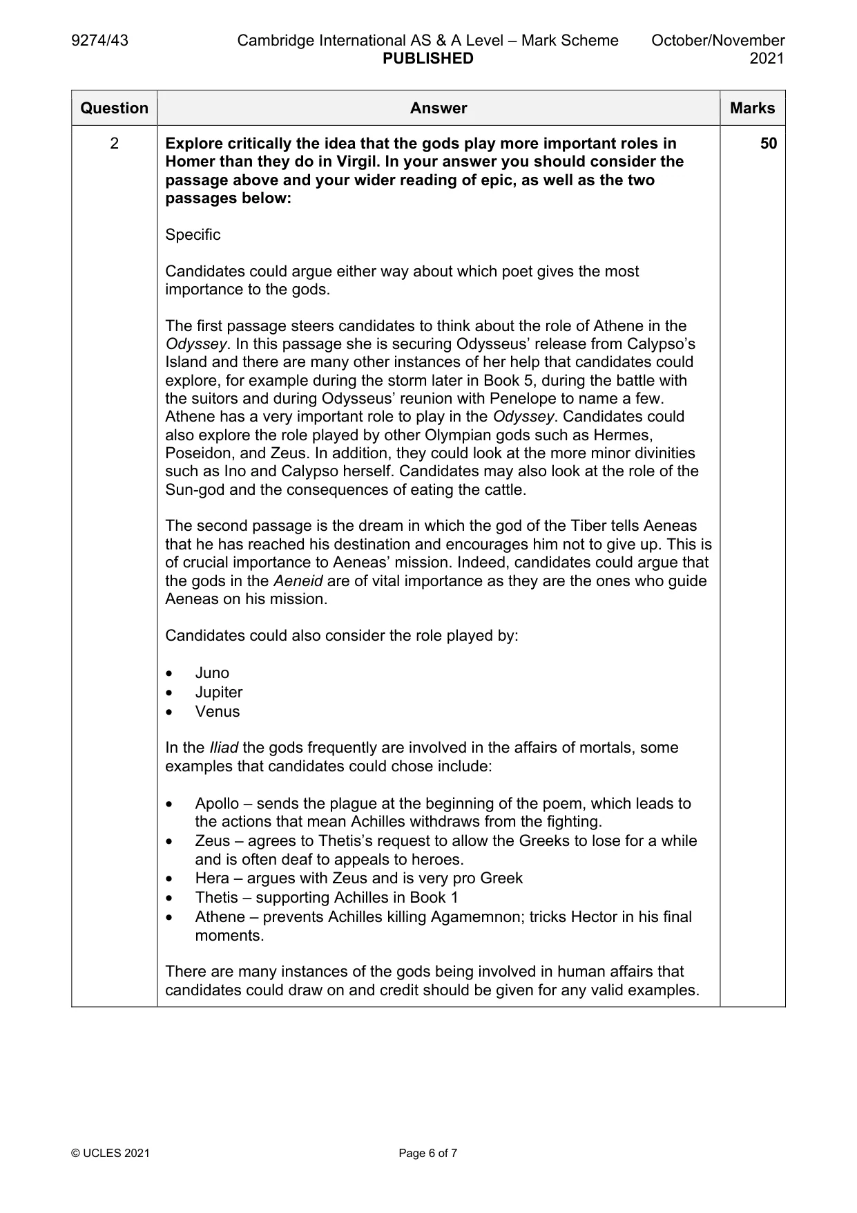 Mark scheme, page 6 of 7