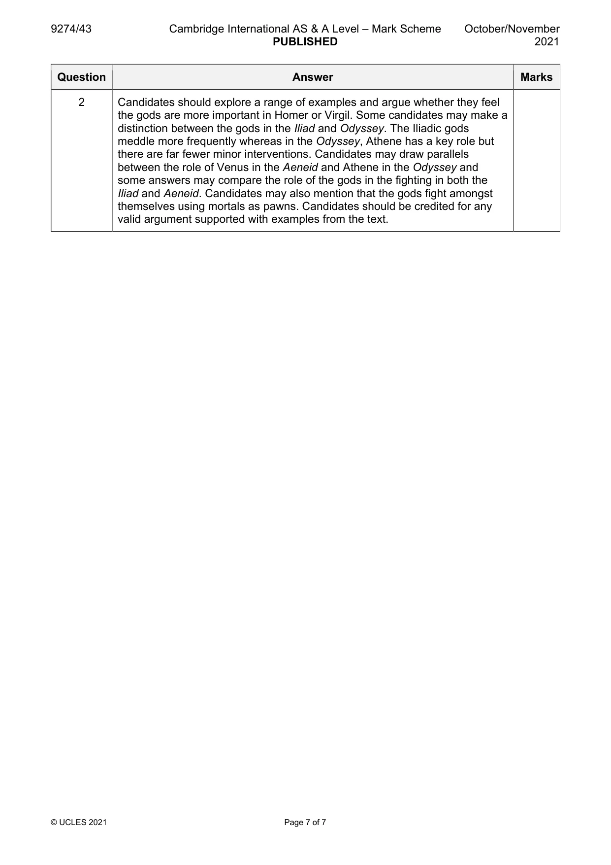 Mark scheme, page 7 of 7