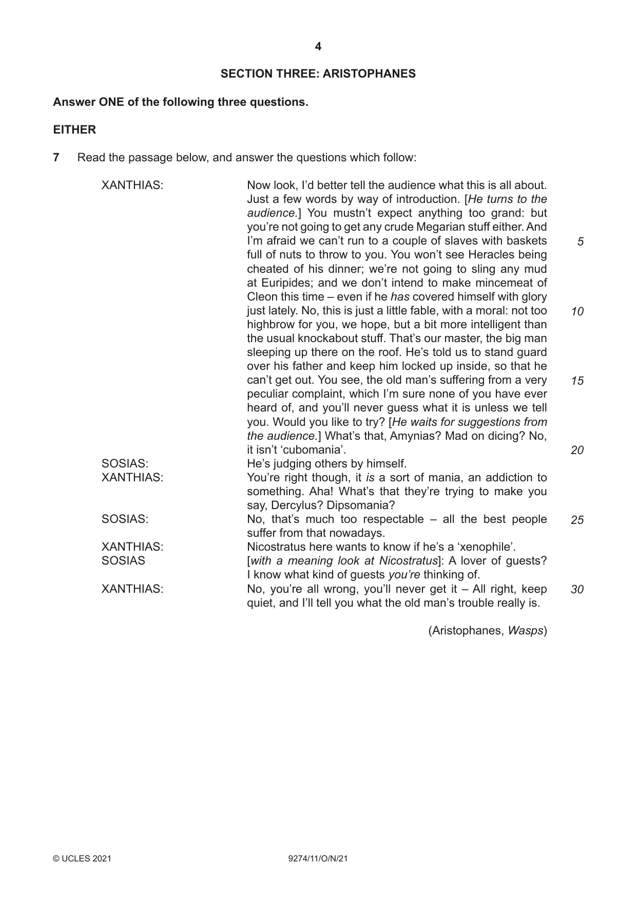 Cambridge A Level Classical Studies 9274 2021 Oct/Nov Paper 1 · Variant 1 question paper, page 4 of 8
