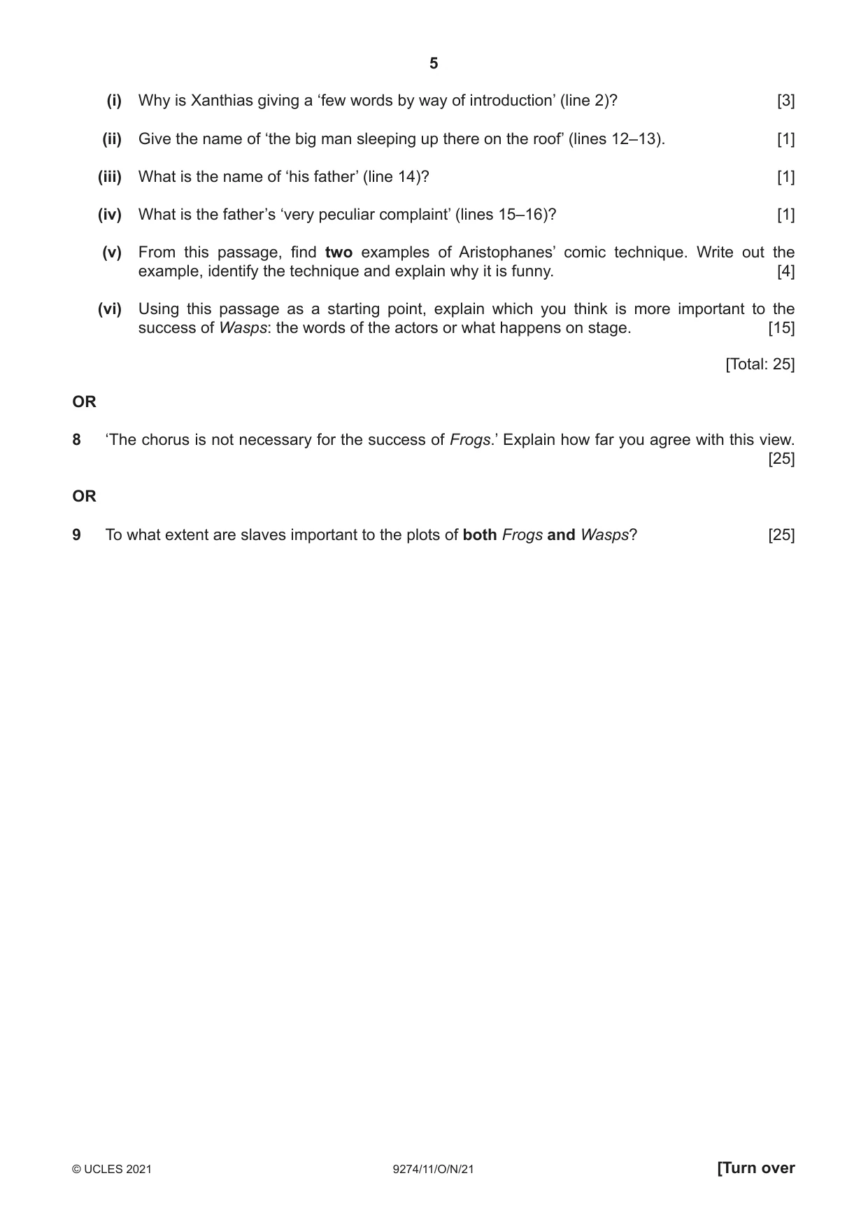 Cambridge A Level Classical Studies 9274 2021 Oct/Nov Paper 1 · Variant 1 question paper, page 5 of 8