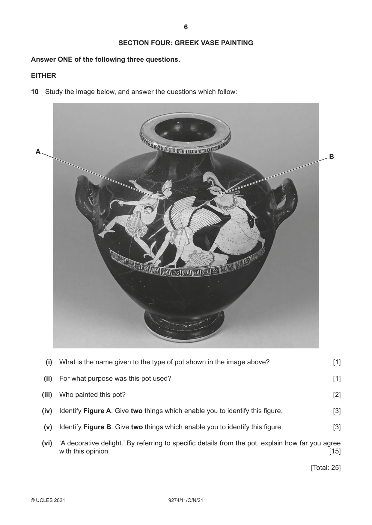 Cambridge A Level Classical Studies 9274 2021 Oct/Nov Paper 1 · Variant 1 question paper, page 6 of 8