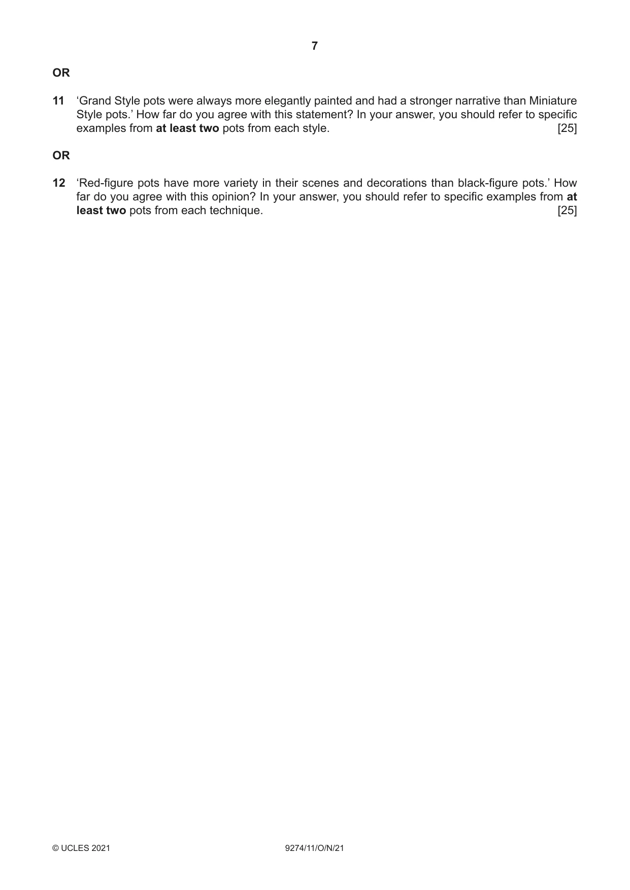 Cambridge A Level Classical Studies 9274 2021 Oct/Nov Paper 1 · Variant 1 question paper, page 7 of 8