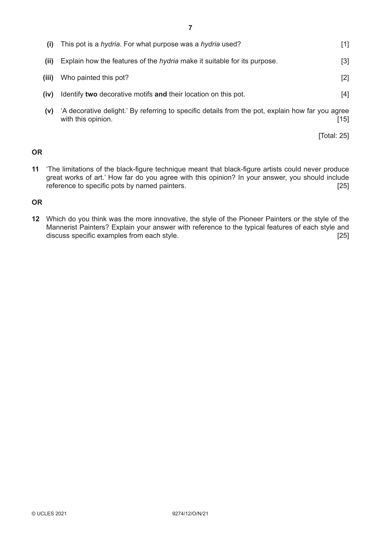 Cambridge A Level Classical Studies 9274 2021 Oct/Nov Paper 1 · Variant 2 question paper, page 7 of 8