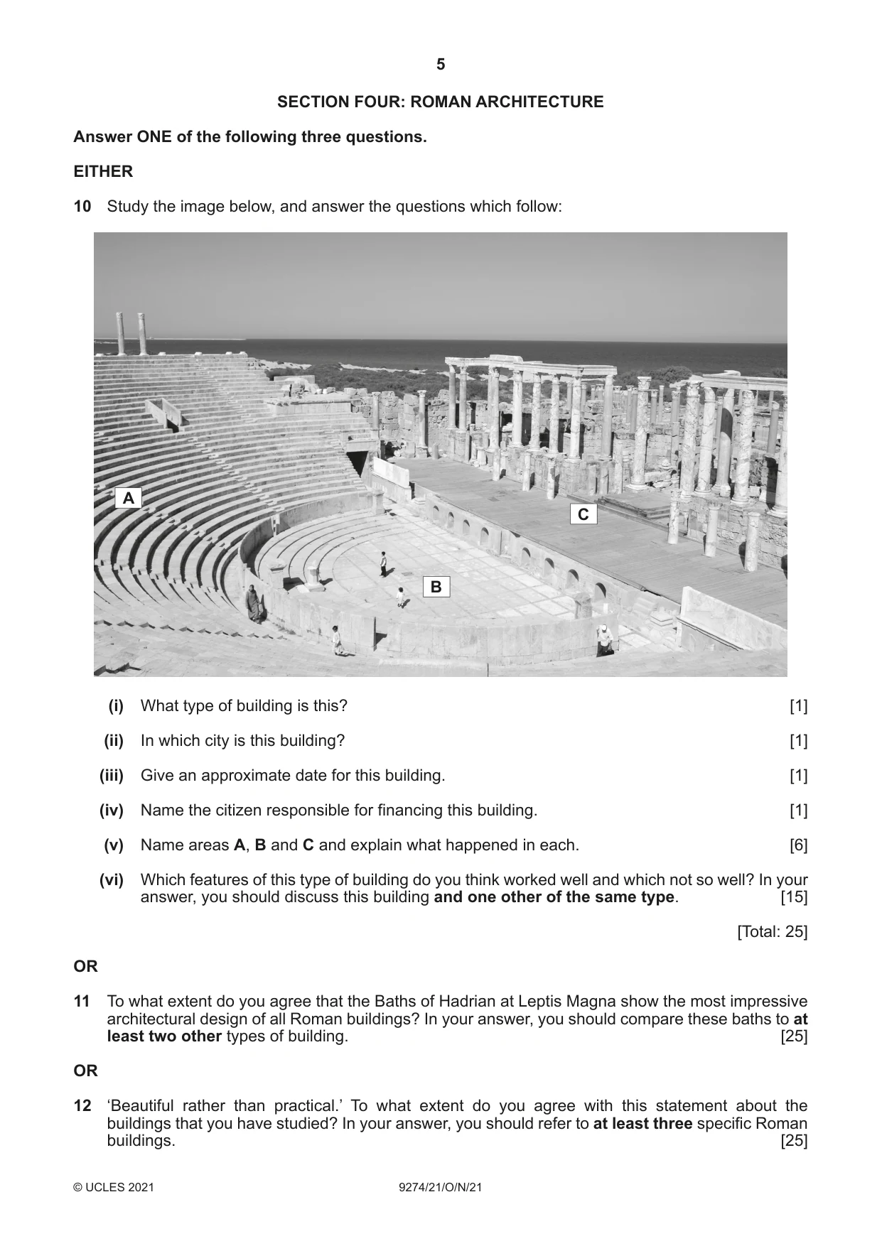 Cambridge A Level Classical Studies 9274 2021 Oct/Nov Paper 2 · Variant 1 question paper, page 5 of 8