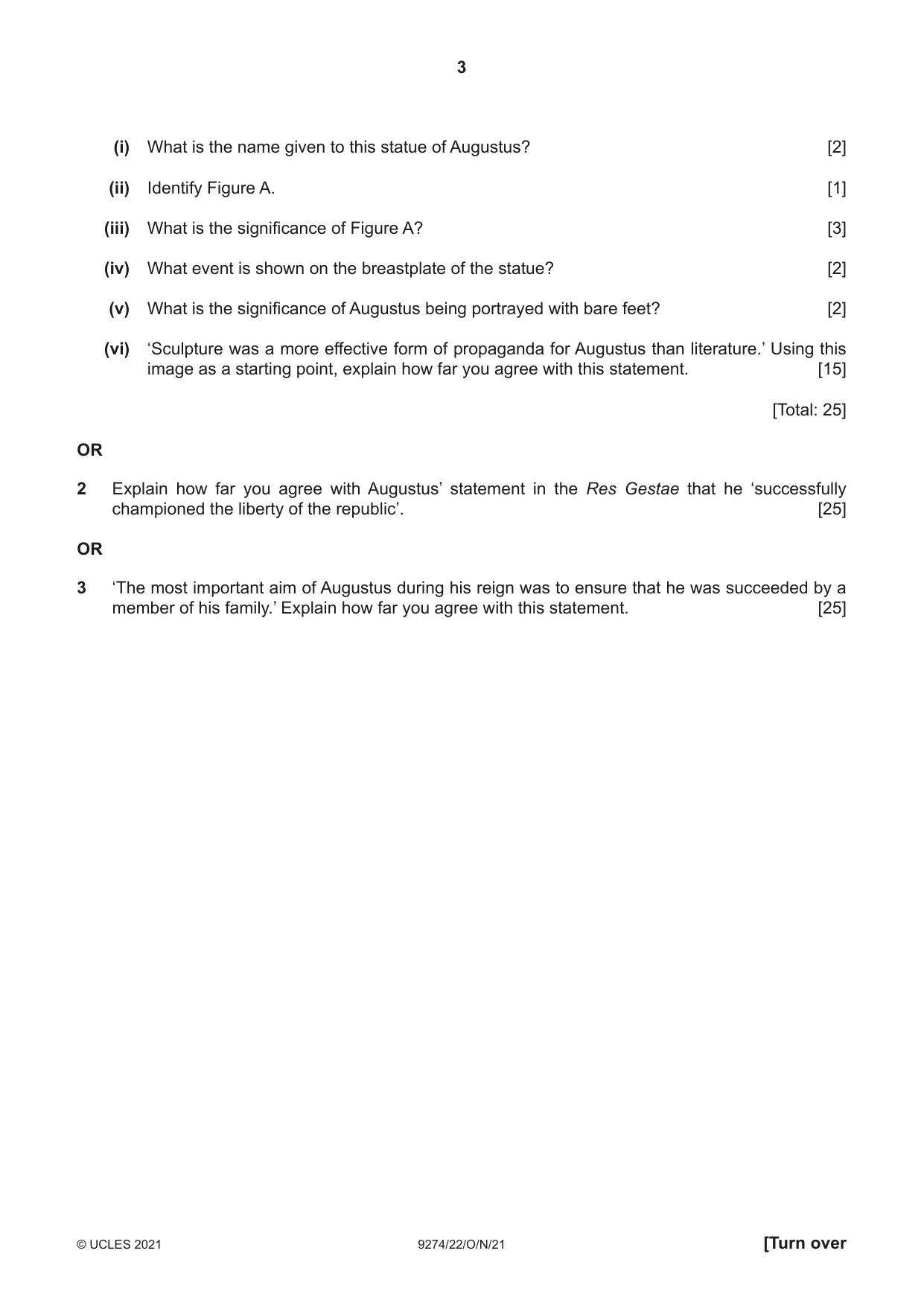 Cambridge A Level Classical Studies 9274 2021 Oct/Nov Paper 2 · Variant 2 question paper, page 3 of 8