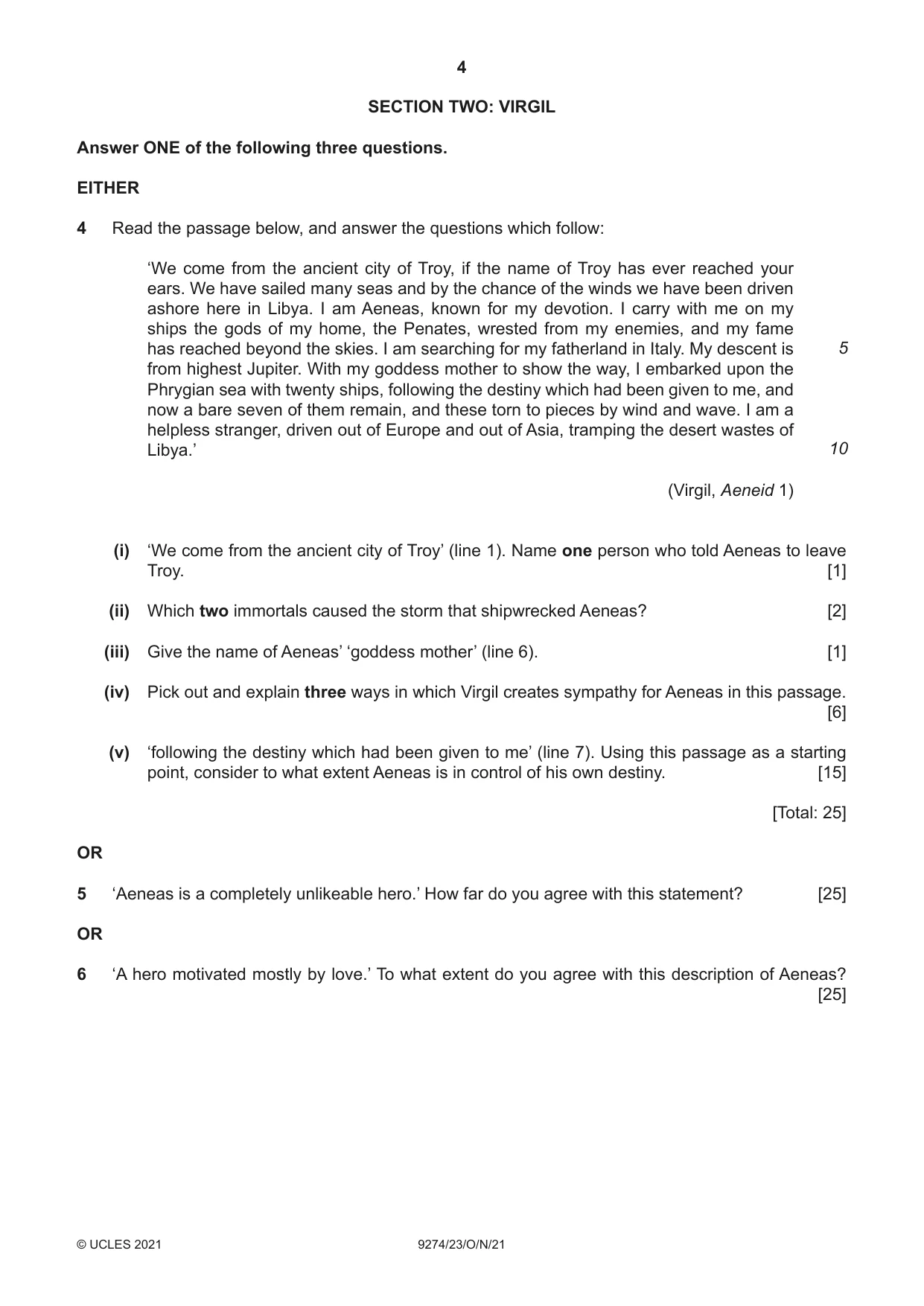 Cambridge A Level Classical Studies 9274 2021 Oct/Nov Paper 2 · Variant 3 question paper, page 4 of 8