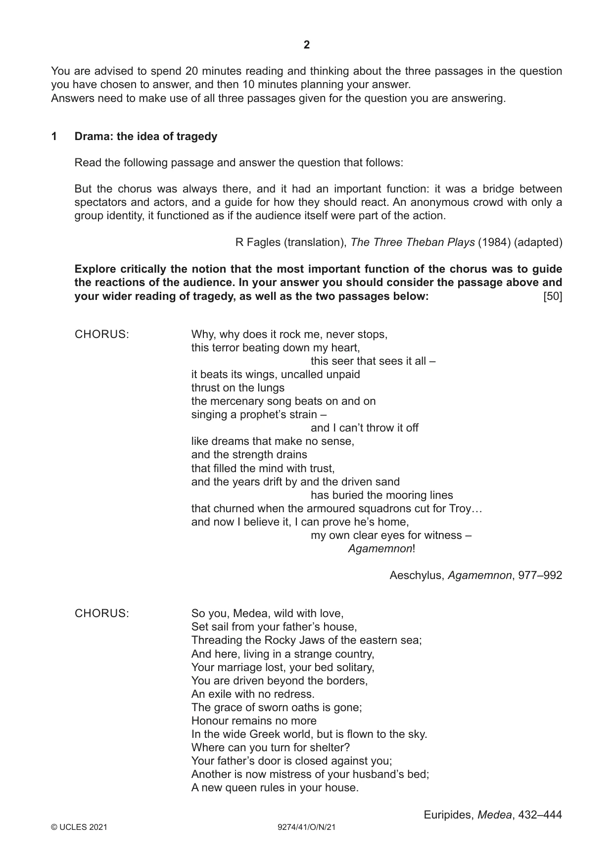 Cambridge A Level Classical Studies 9274 2021 Oct/Nov Paper 4 · Variant 1 question paper, page 2 of 4