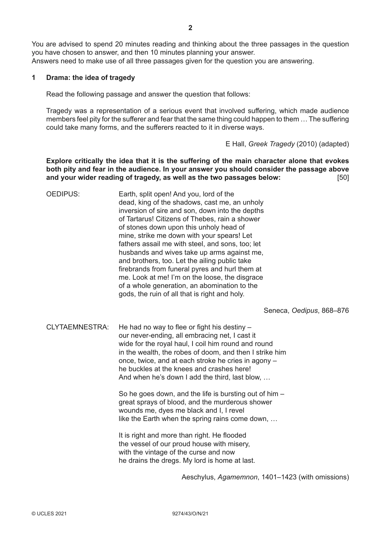Cambridge A Level Classical Studies 9274 2021 Oct/Nov Paper 4 · Variant 3 question paper, page 2 of 4