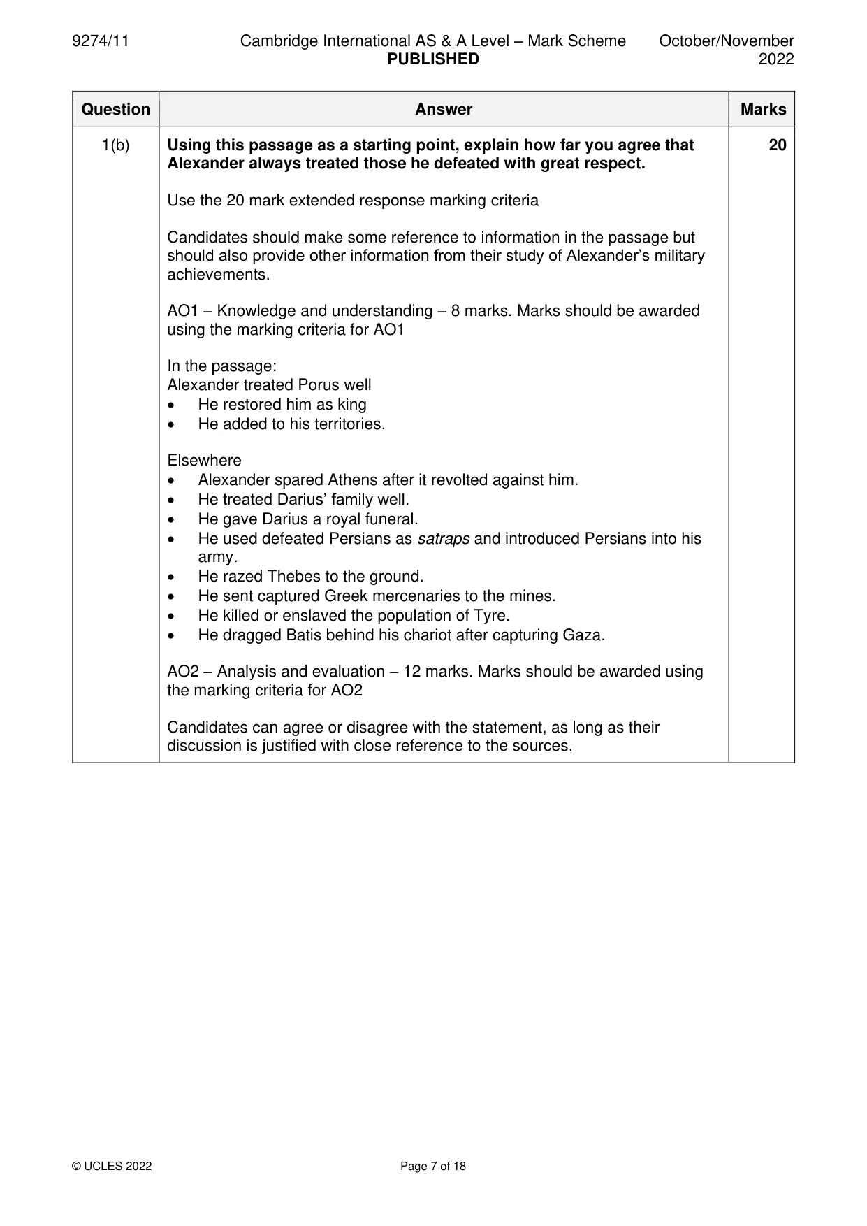 Mark scheme, page 7 of 18