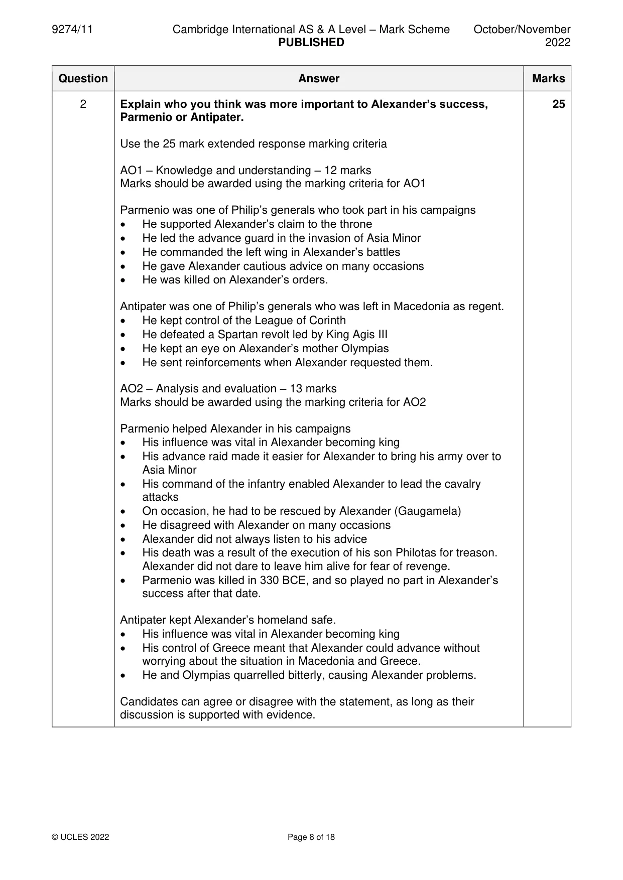 Mark scheme, page 8 of 18