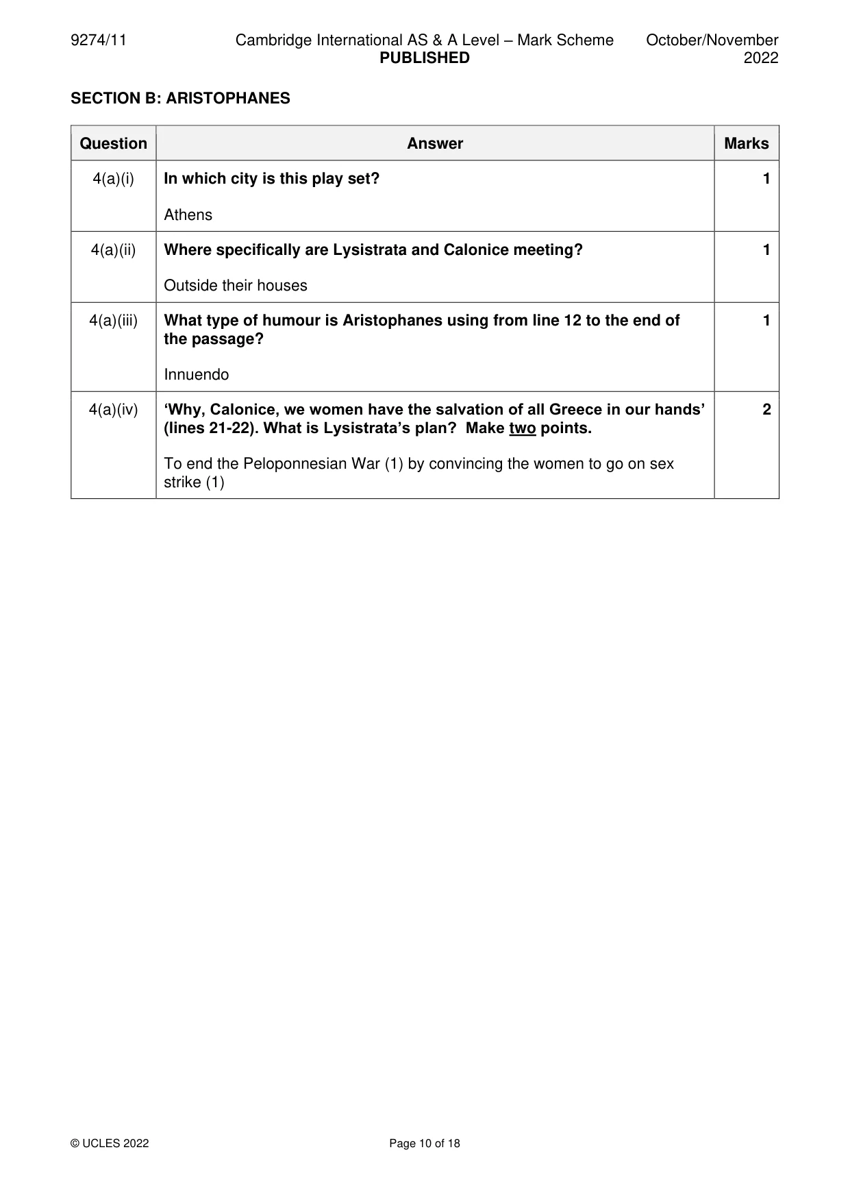 Mark scheme, page 10 of 18