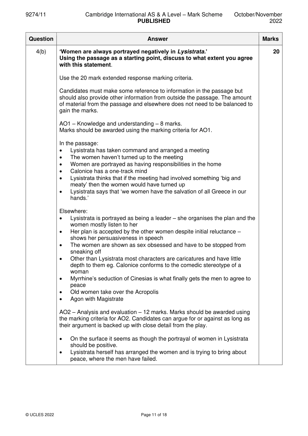 Mark scheme, page 11 of 18