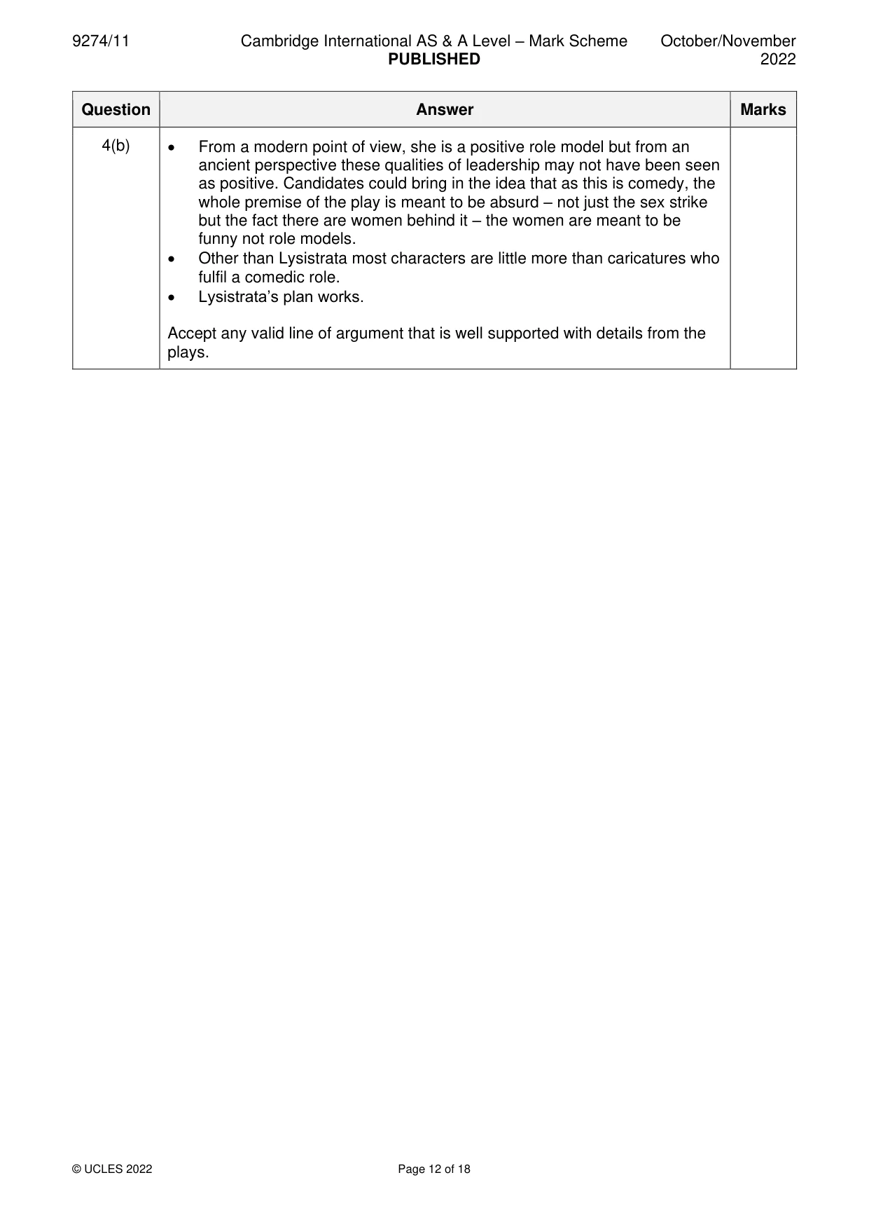 Mark scheme, page 12 of 18