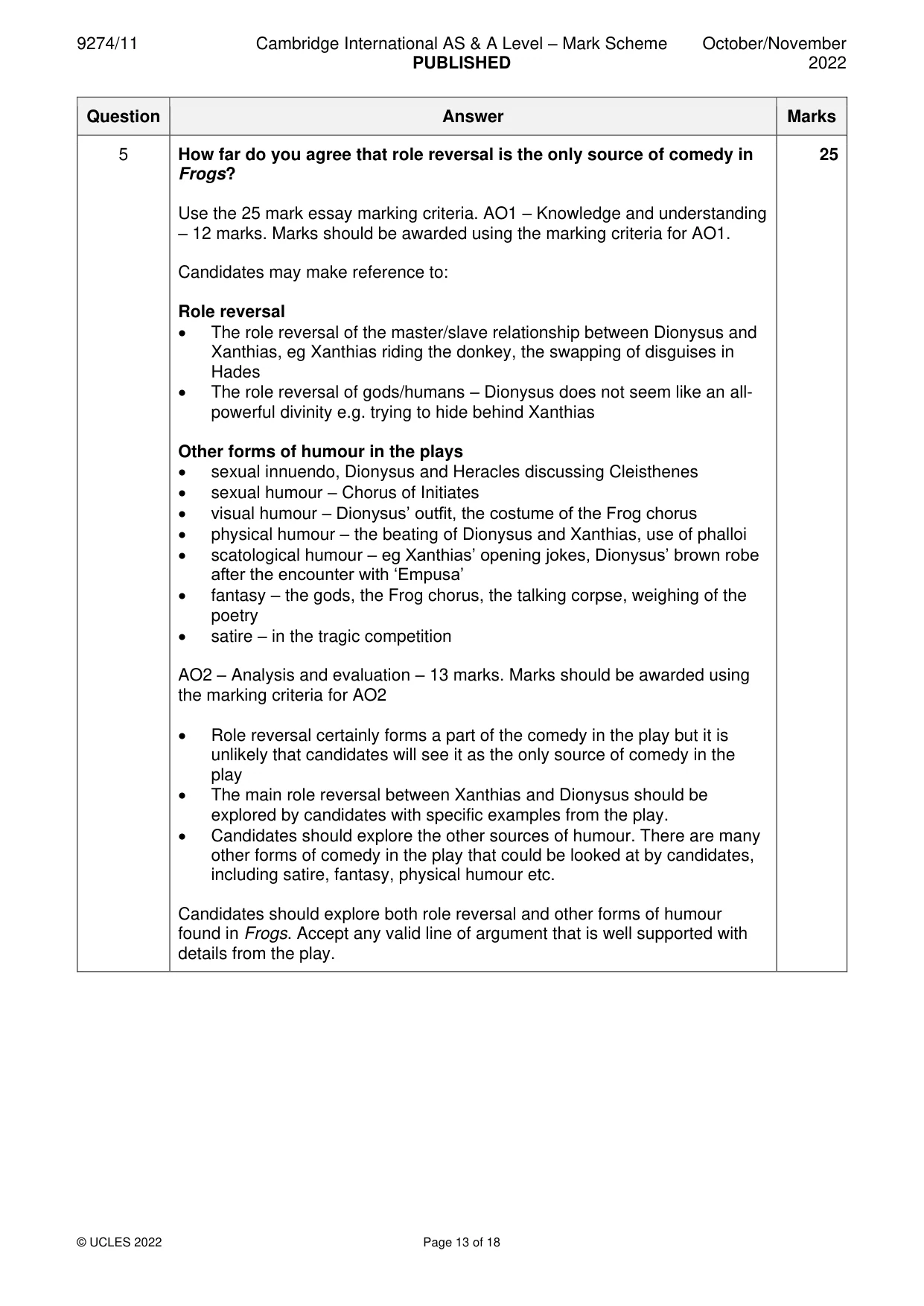 Mark scheme, page 13 of 18