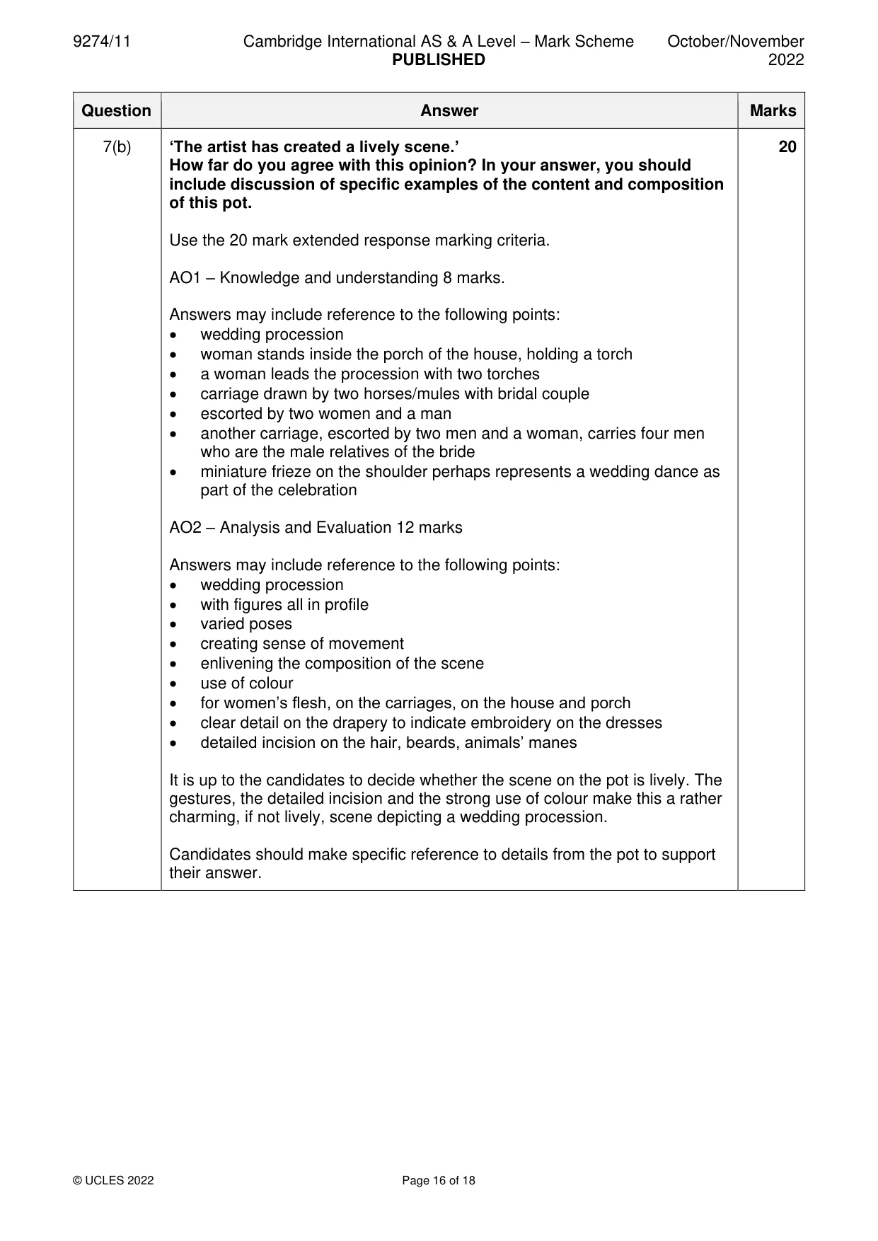 Mark scheme, page 16 of 18