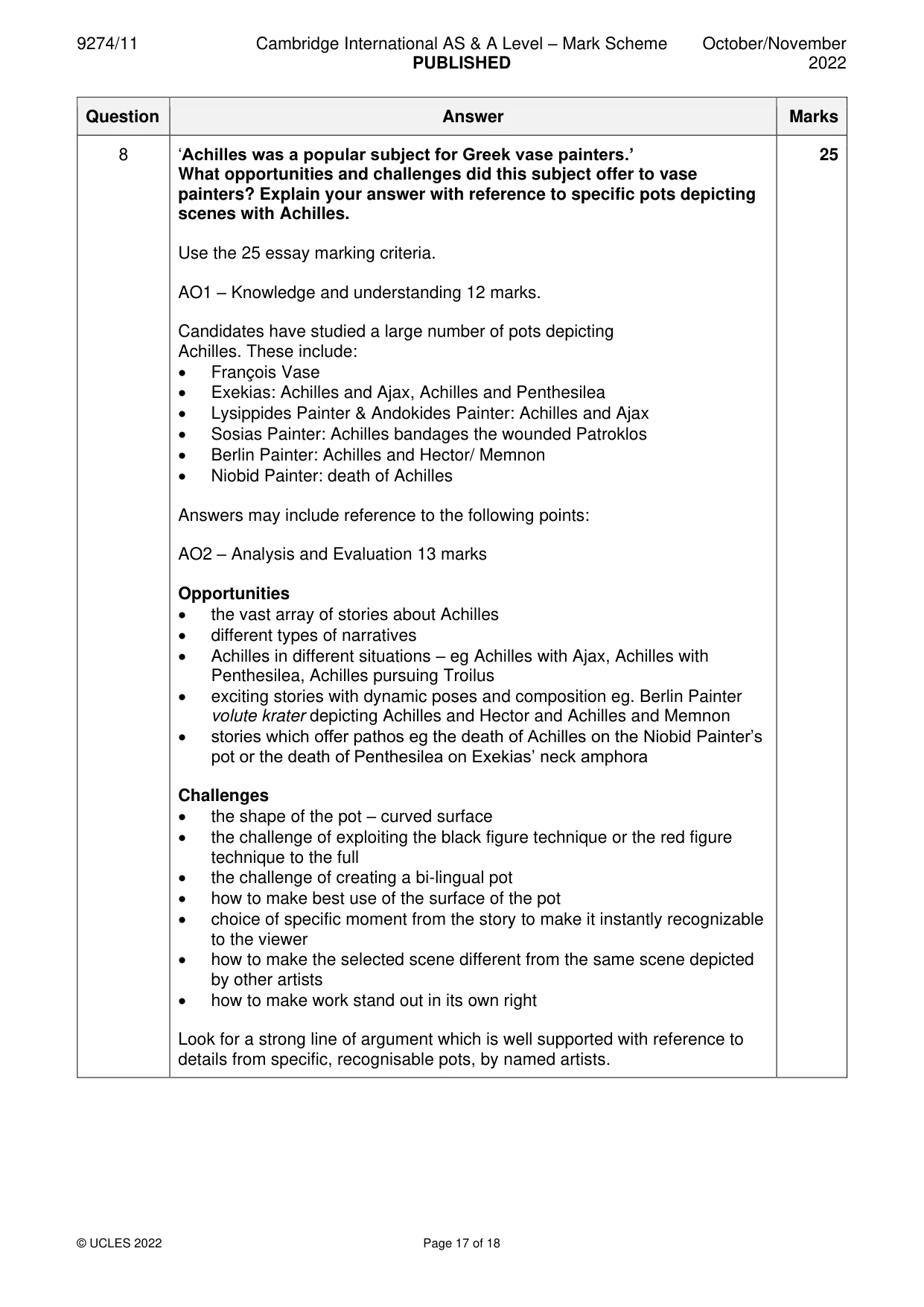 Mark scheme, page 17 of 18
